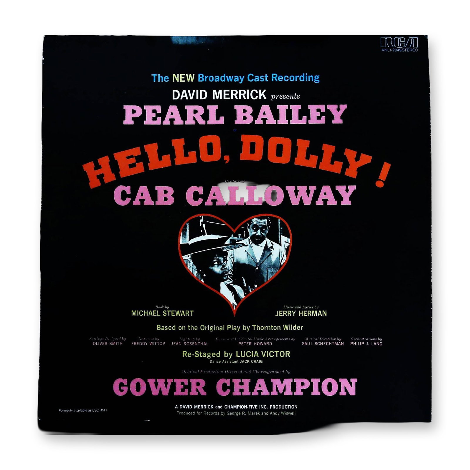 Hello, Dolly! The New Broadway Cast Recording Vinyl LP, Pearl Bailey and Cab Calloway: A single vinyl LP record of The NEW Broadway Cast Recording of Hello, Dolly!, starring Pearl Bailey and co-starring Cab Calloway. The production features music and lyrics by Jerry Herman and book by M
