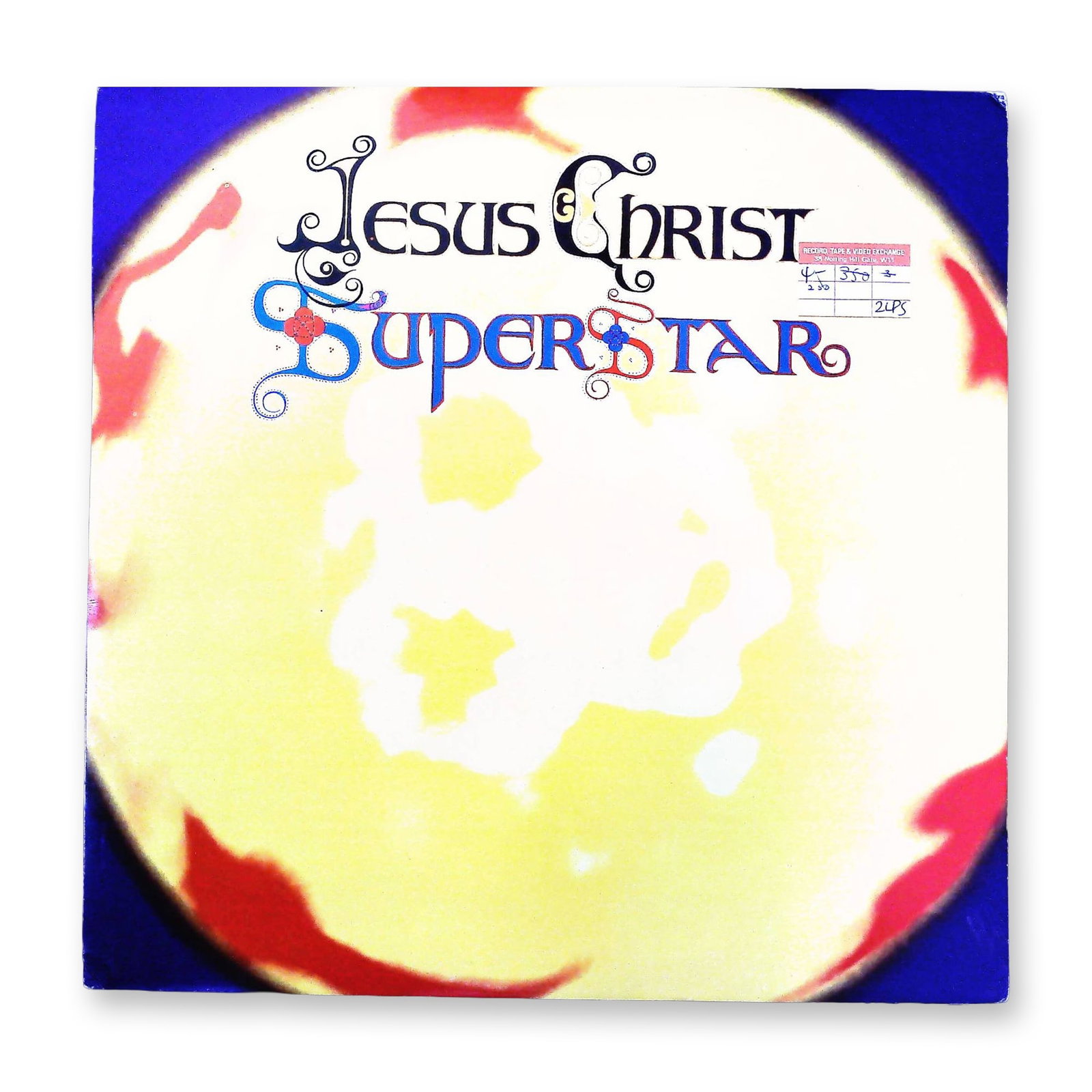 Jesus Christ Superstar A Rock Opera Double LP Vinyl Record: A vintage double vinyl LP album set for the rock opera Jesus Christ Superstar. The set consists of two black vinyl records housed within a gatefold cardboard sleeve. The release is identified on the b