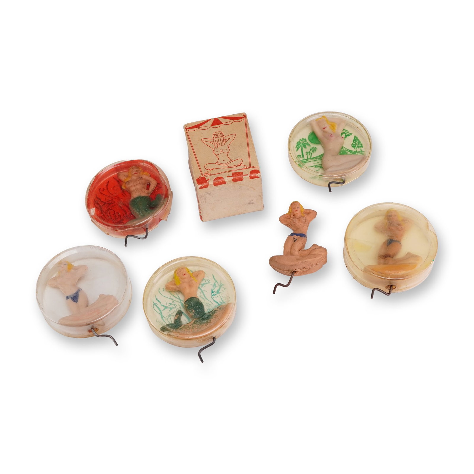 7pc Mid-Century Gay Style Novelty Mechanical Wiggle Figures with Original Box (1 of 3)