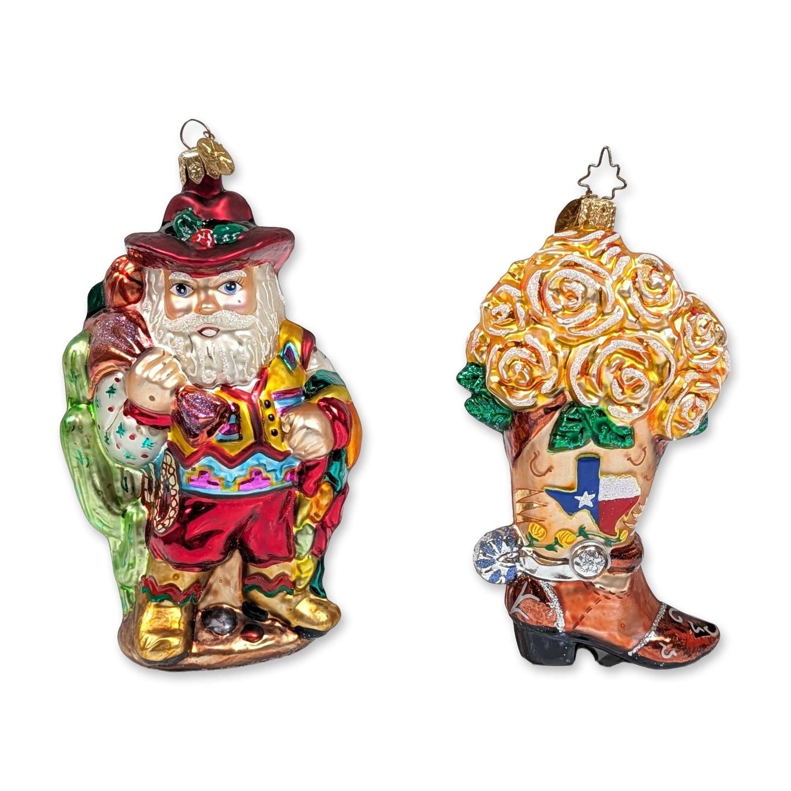 Two Christopher Radko Western Motif Glass Ornaments (1 of 4)