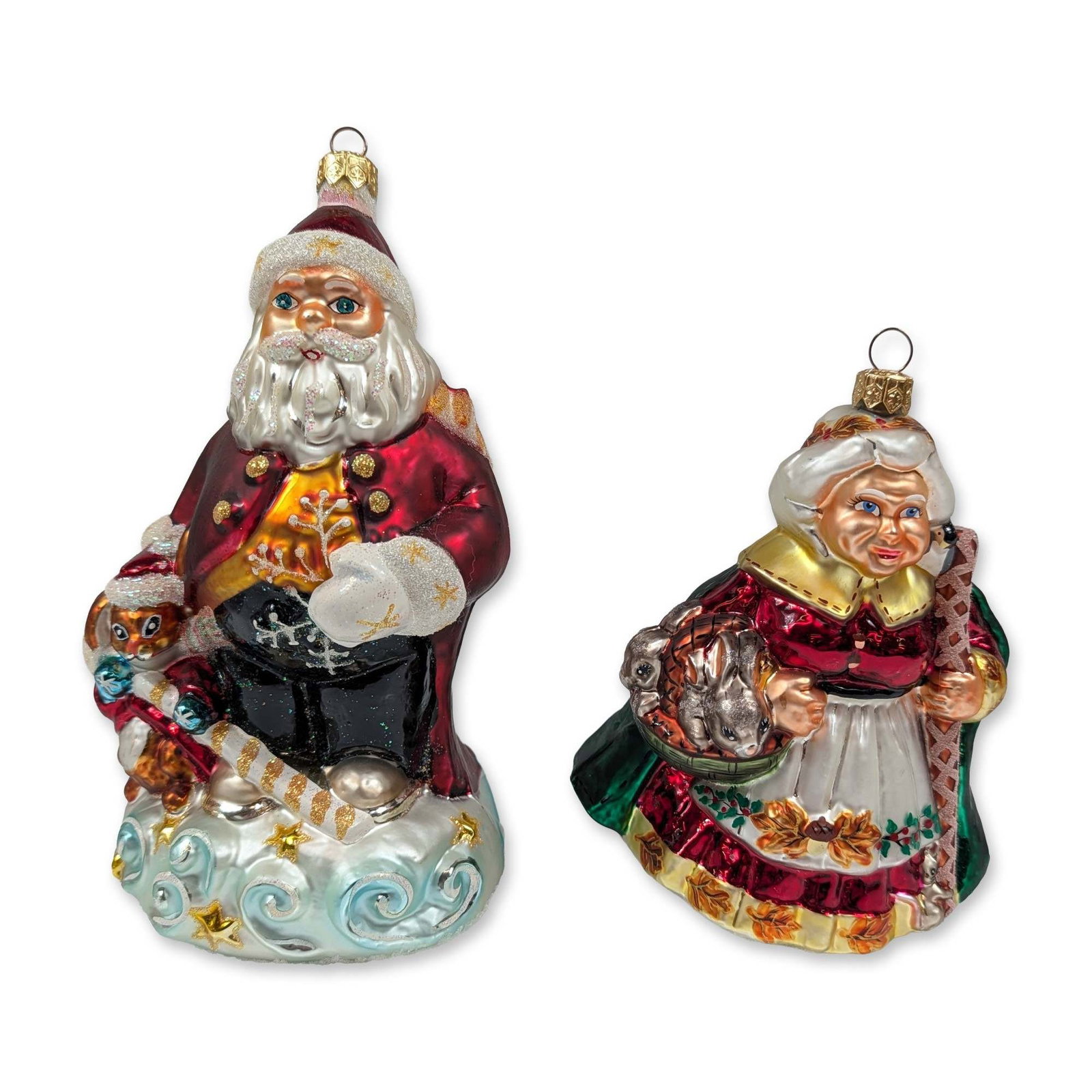 2pc Christopher Radko Blown Glass Santa and Mrs. Claus Ornaments (1 of 3)