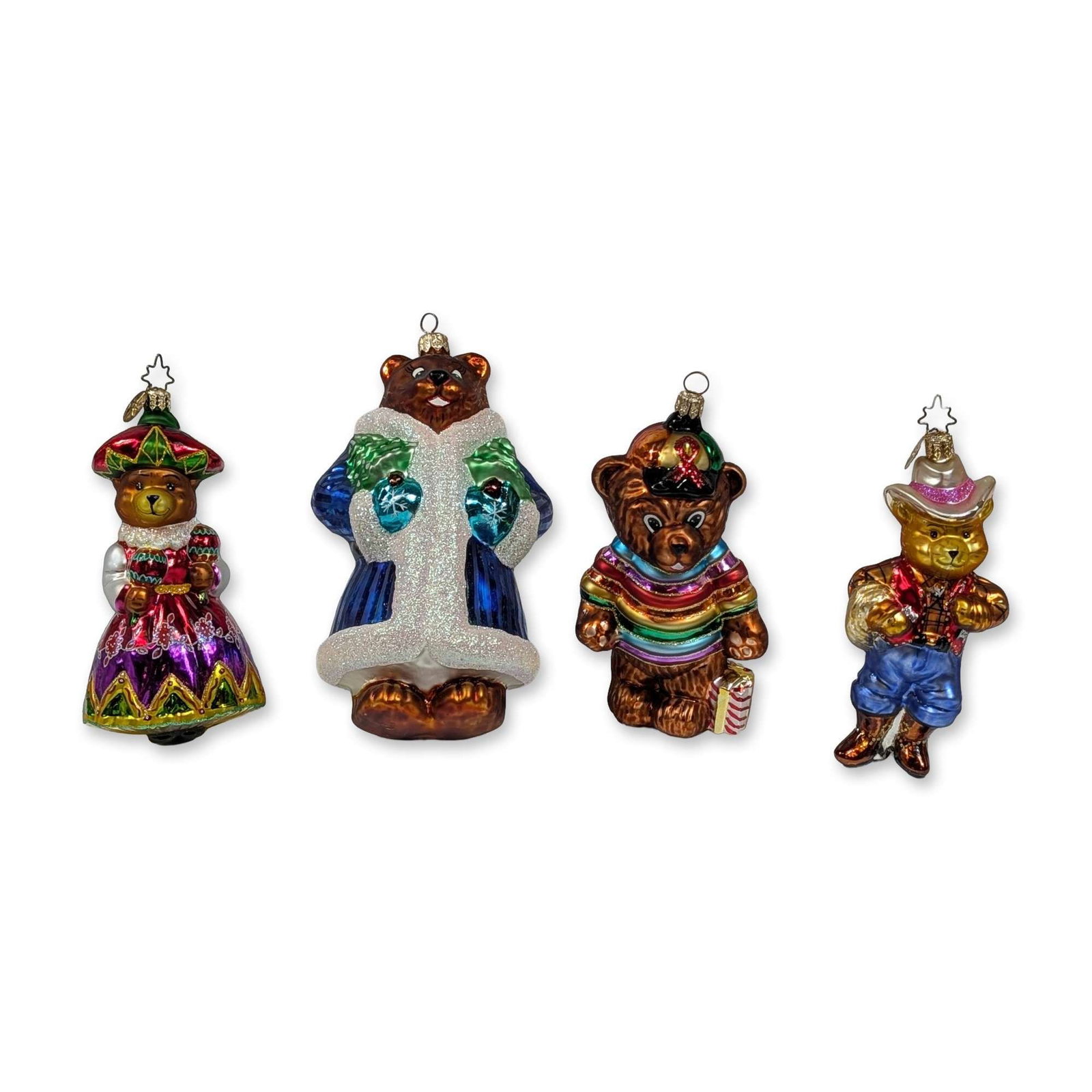 Group of Four Christopher Radko Glass Bear Ornaments (1 of 5)