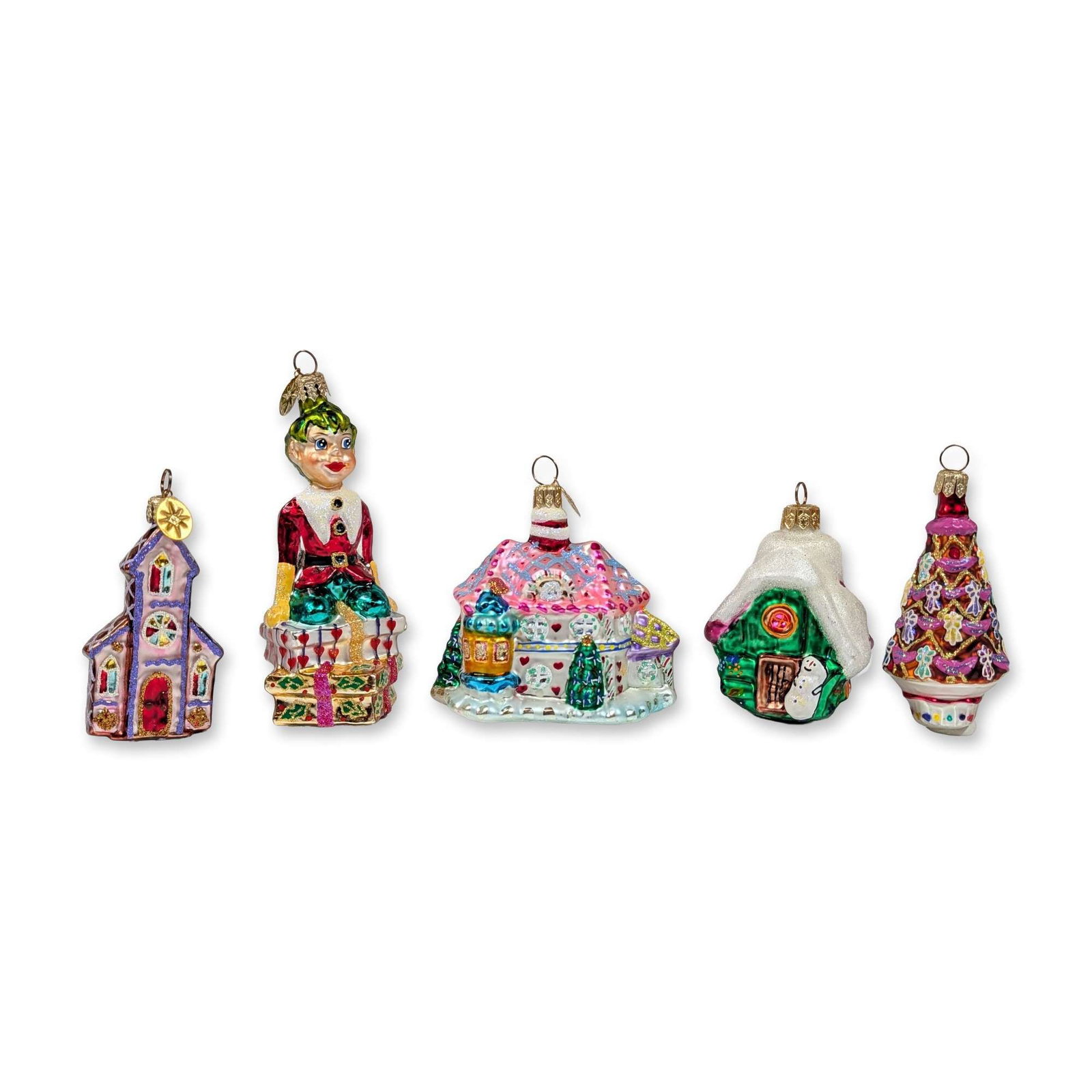 Collection of Five Christopher Radko Glass Christmas Ornaments (1 of 4)