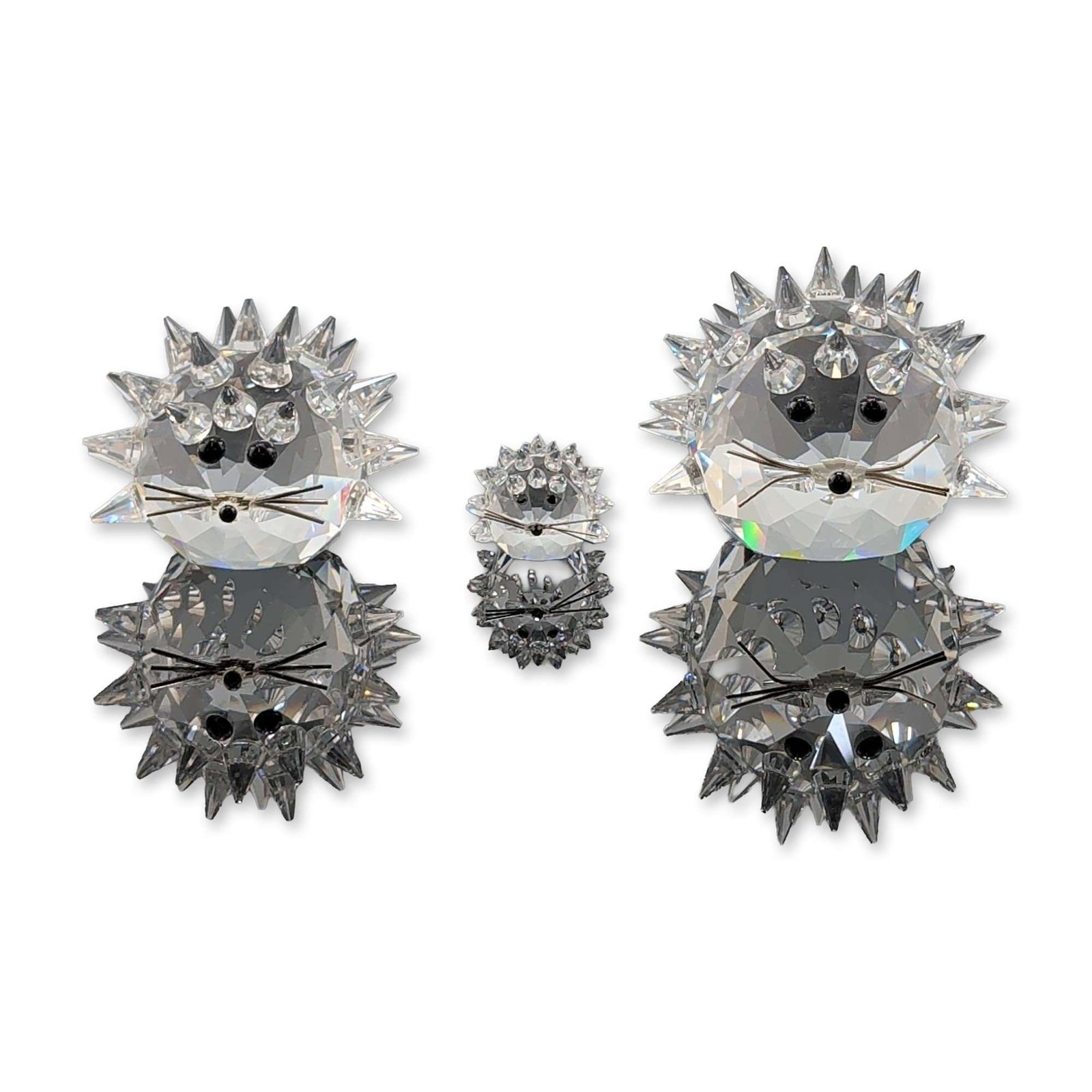 Trio of Swarovski Silver Crystal Hedgehog Figurines (1 of 5)