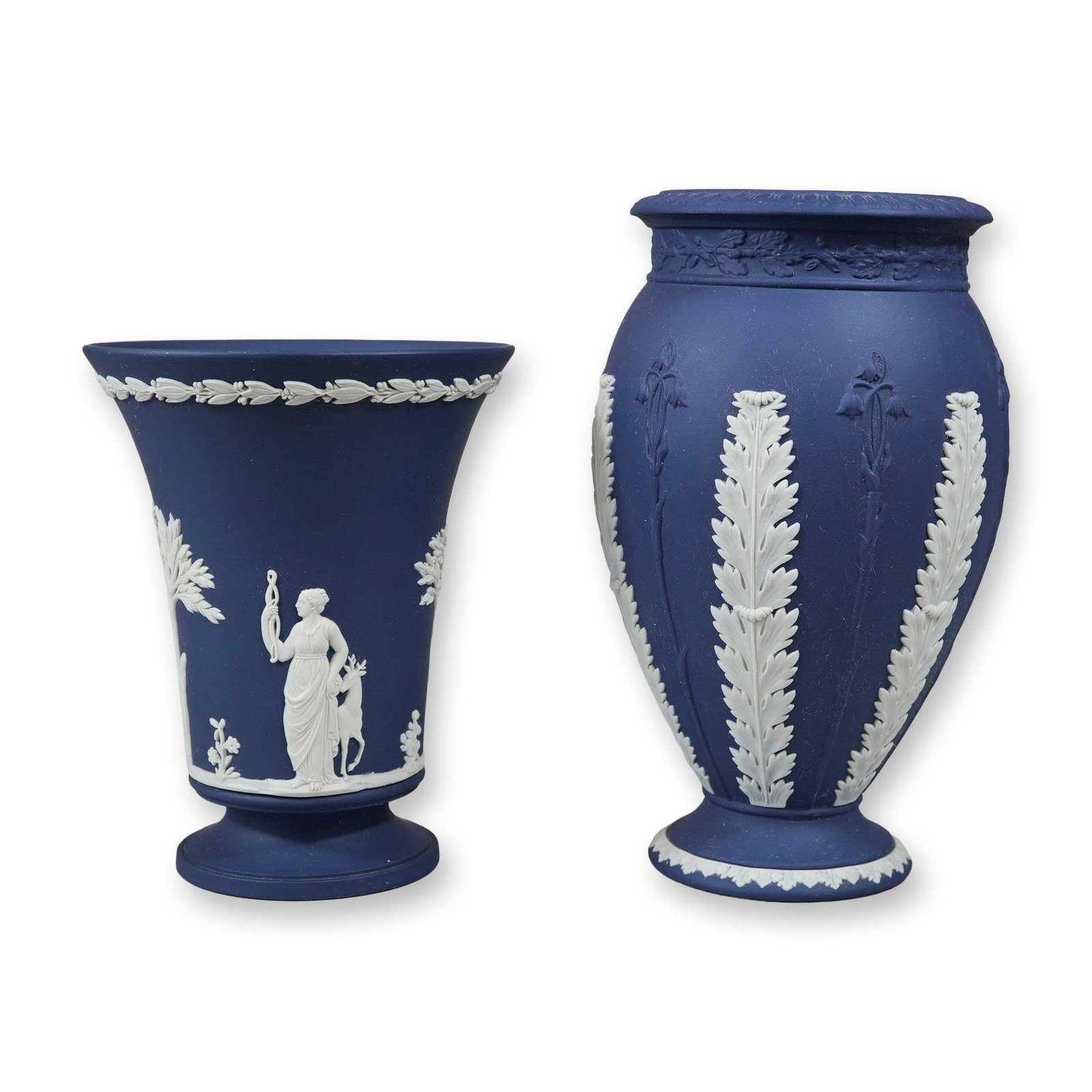 Two Wedgwood Cobalt Blue Jasperware Vases (1 of 3)