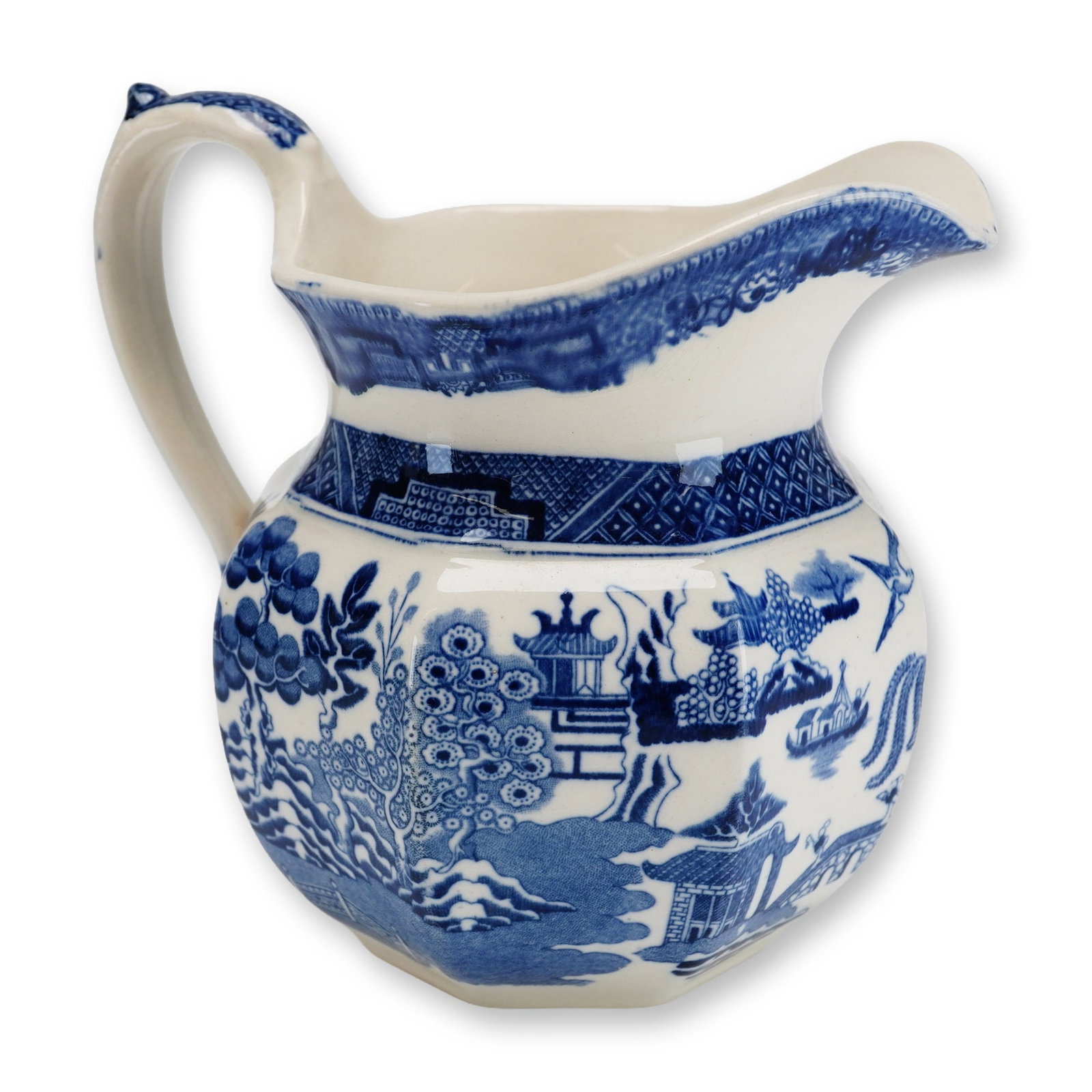 Wedgwood Blue and White Transfer-Printed Earthenware Willow Pattern Pitcher (1 of 4)