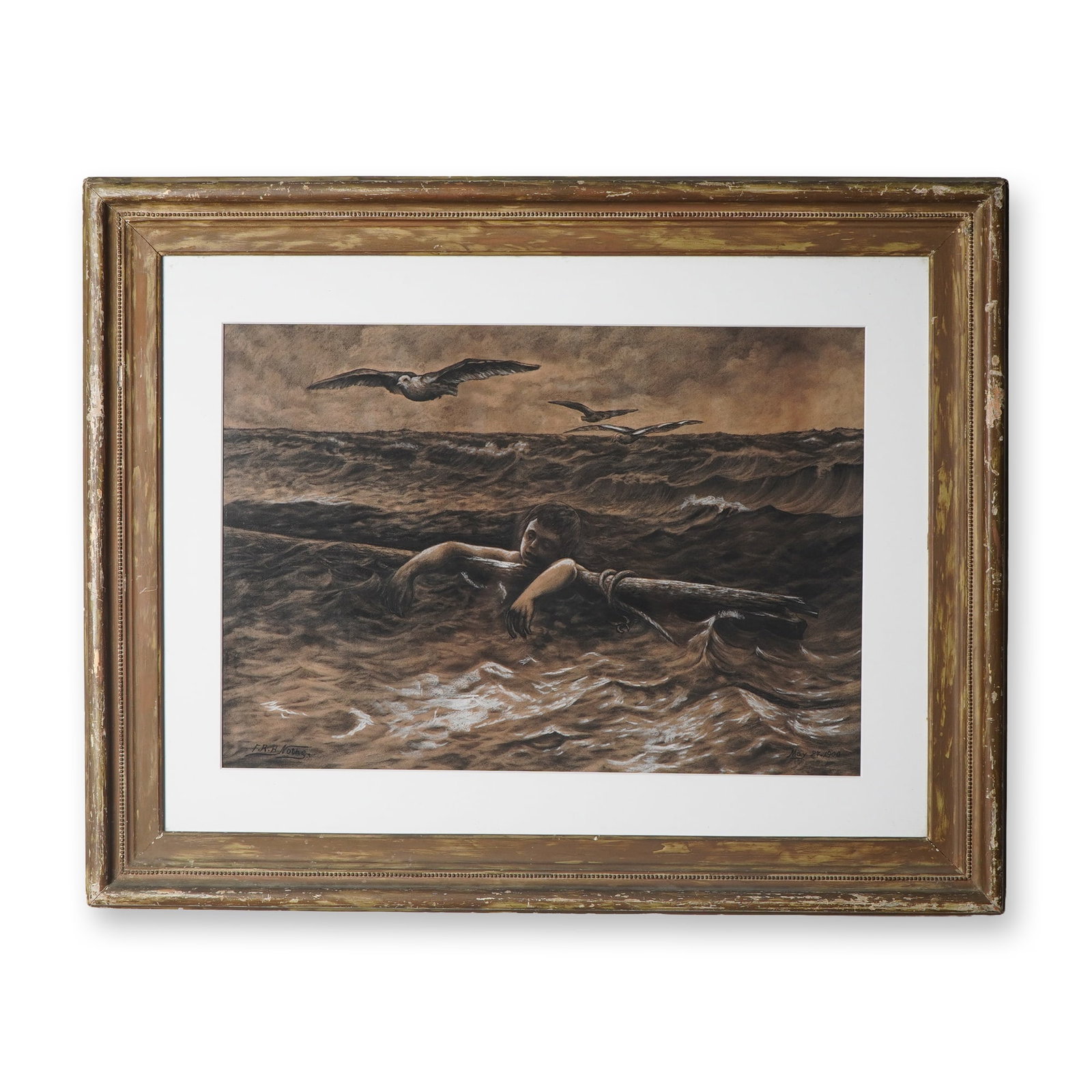 F. R. H. Nothe, Original Pastel on Paper after Emile Renouf Adrift, Signed (1 of 5)