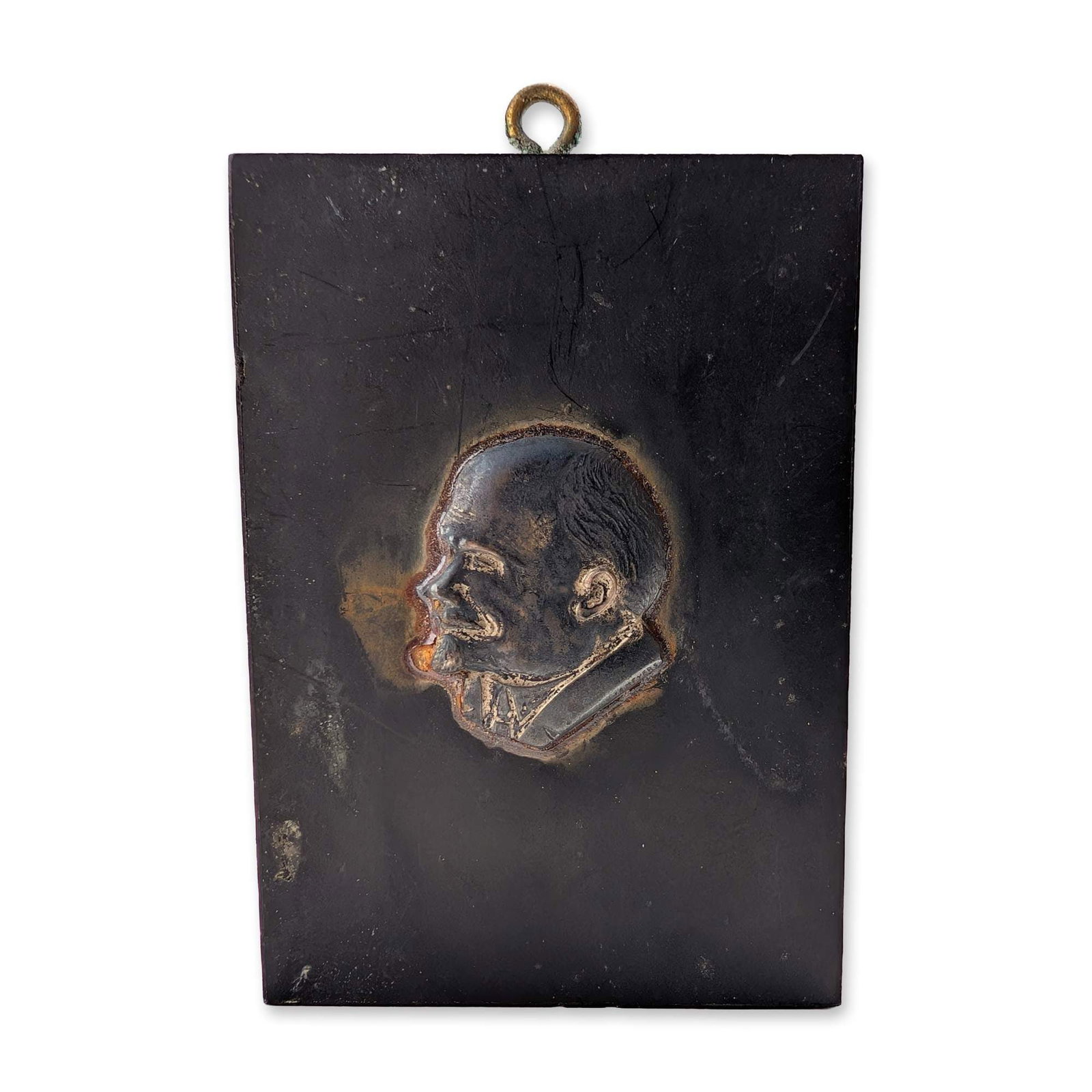 Rare Cold War J.A. Meyers Silvered Low-Alloy Miniature Lenin Wall Plaque Relief (1 of 4)