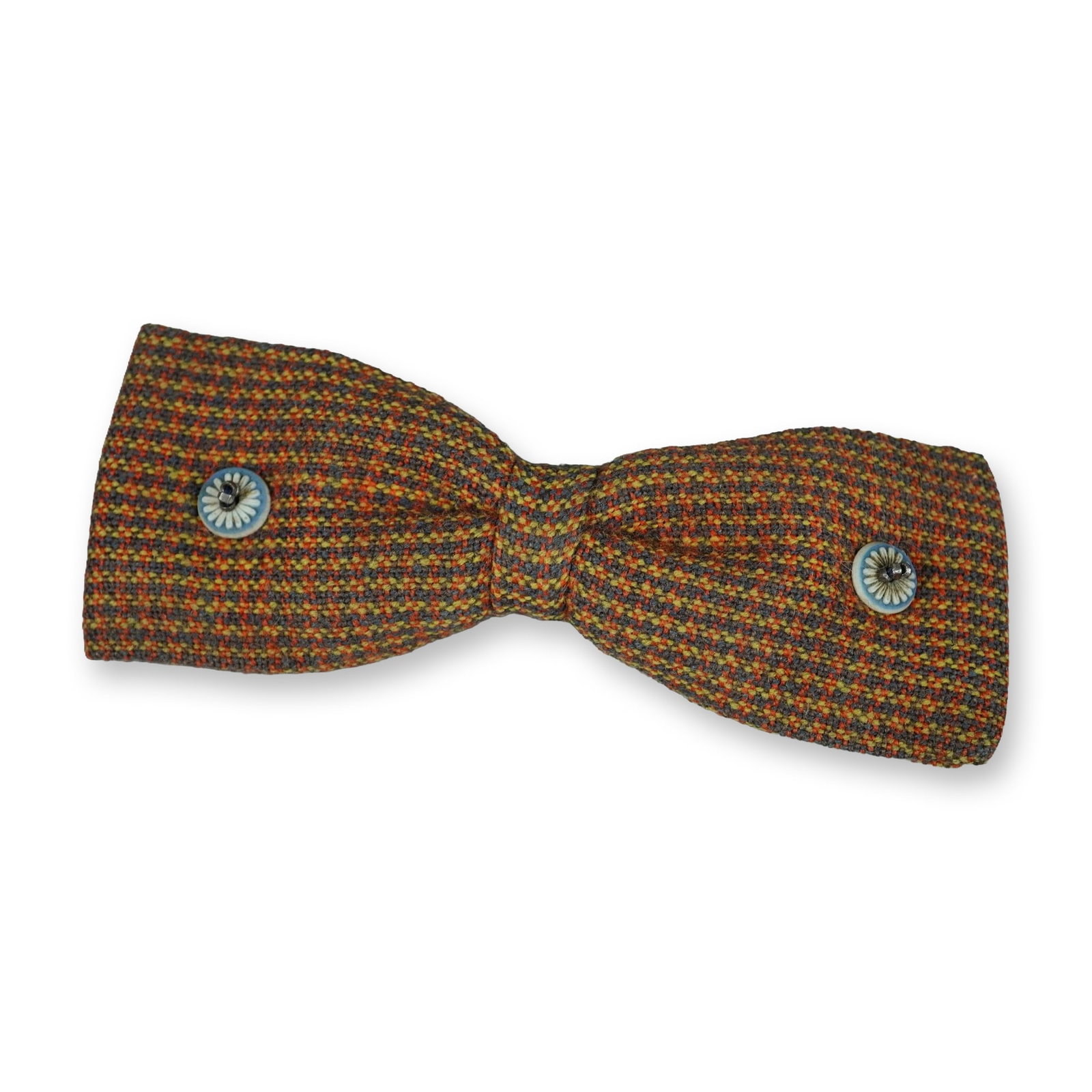 Orange Tweed Clip-On Bow Tie with Wedgwood Buttons (1 of 2)