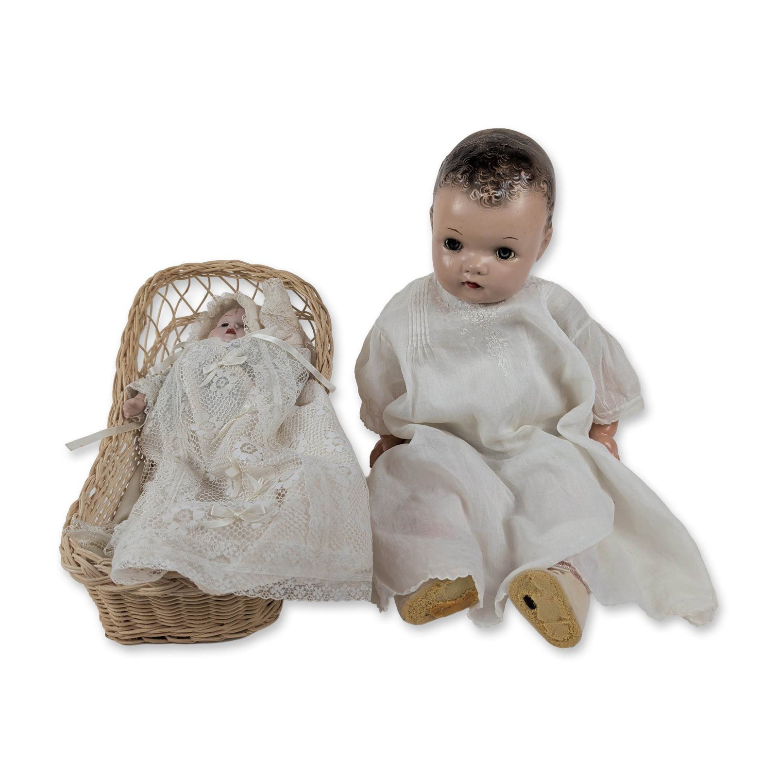 2pc Ideal Doll Co. Composition Baby Doll and Musical Doll (1 of 4)