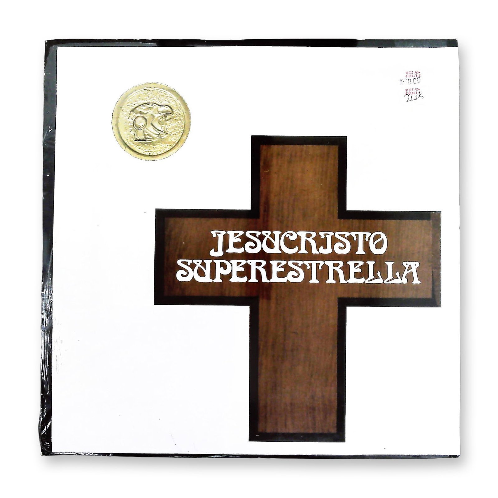 Jesucristo Superestrella Original Mexican Cast Double-LP Record: A double-LP record album sleeve for the Spanish rock opera Jesucristo Superestrella (Jesus Christ Superstar), identified as the Original Mexican Cast recording. The album is labeled Album de Oro (Gold