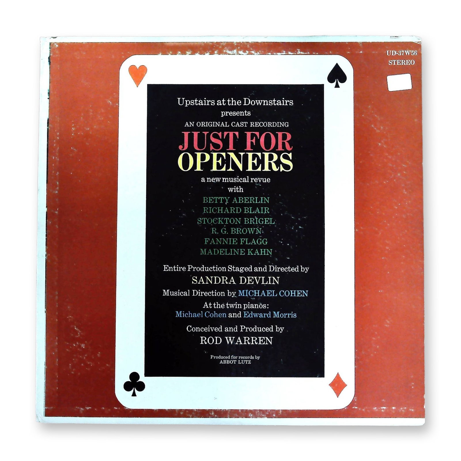 Rod Warren, Just For Openers Cast Recording Upstairs Downstairs 1965: Rod Warren (Conceived and Produced). Just For Openers: An Original Cast Recording of a New Musical Revue. New York: Upstairs at the Downstairs, 1965. First Pressing of this original cast recording. 12