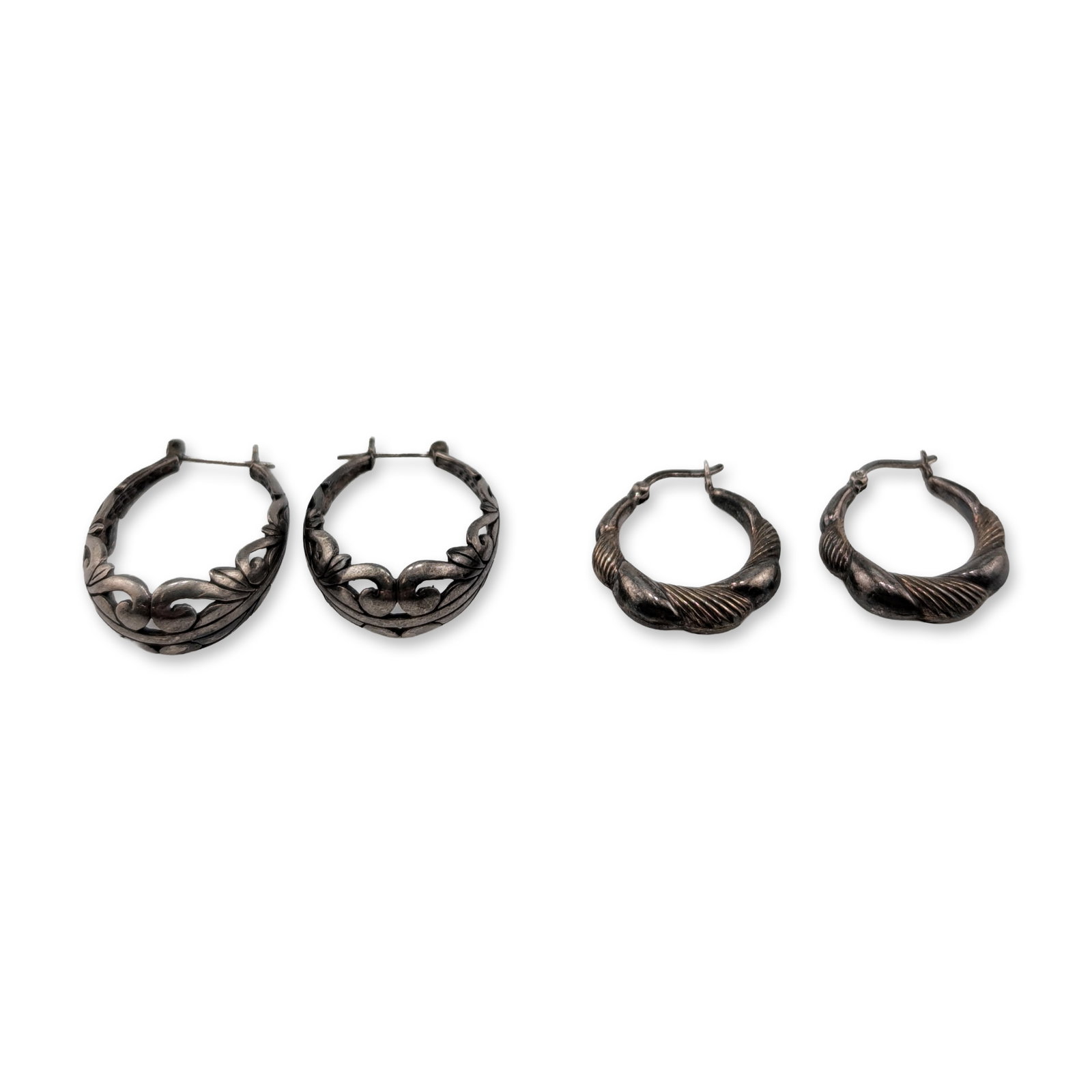 Two Pairs of Sterling Silver Hoop Earrings (1 of 5)
