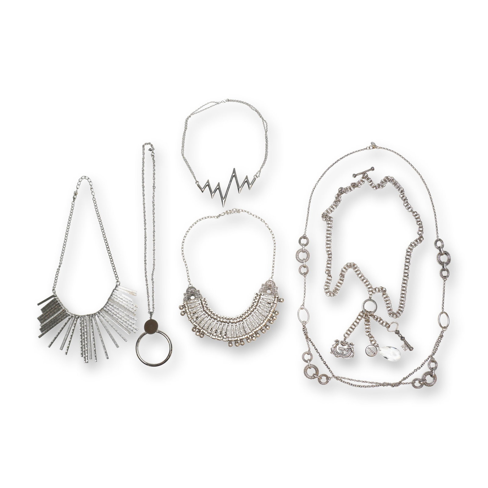 A 6pc Collection of Silver-Tone Statement and Fashion Necklaces Including Chico's and Sarah Coventry (1 of 3)