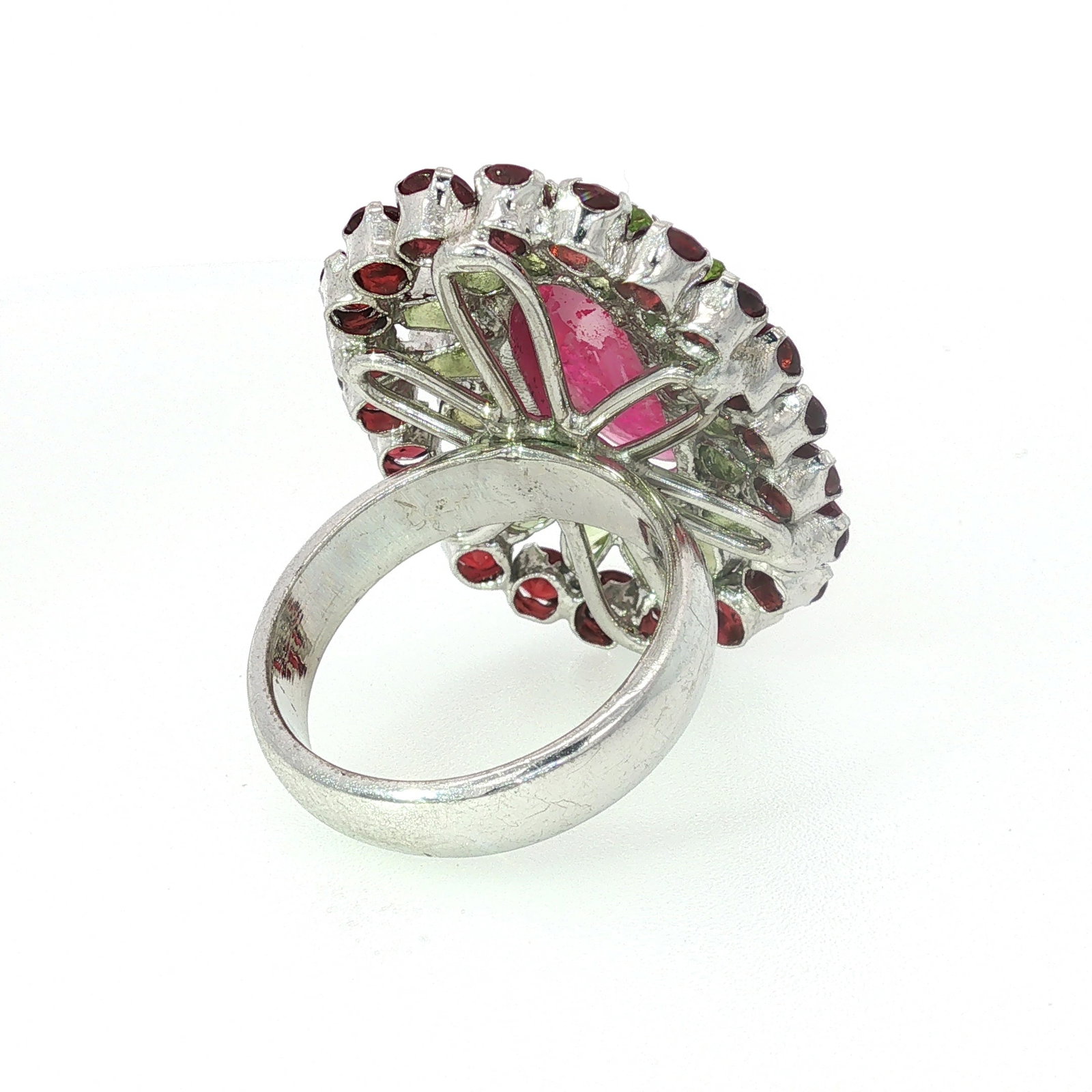 Sterling Silver Ruby and Peridot Cocktail Ring - 2
