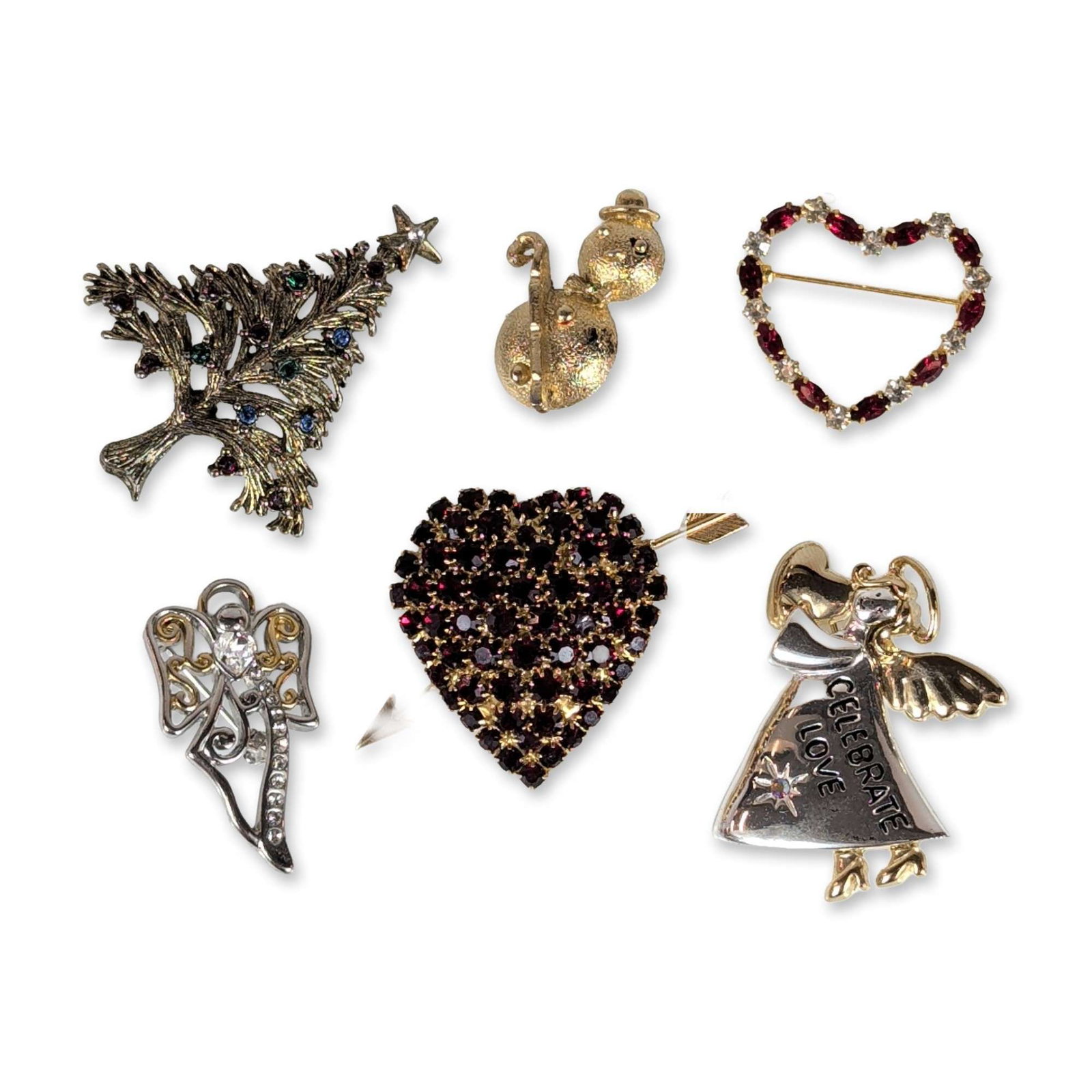 6pc Collection of Rhinestone Brooches (1 of 5)