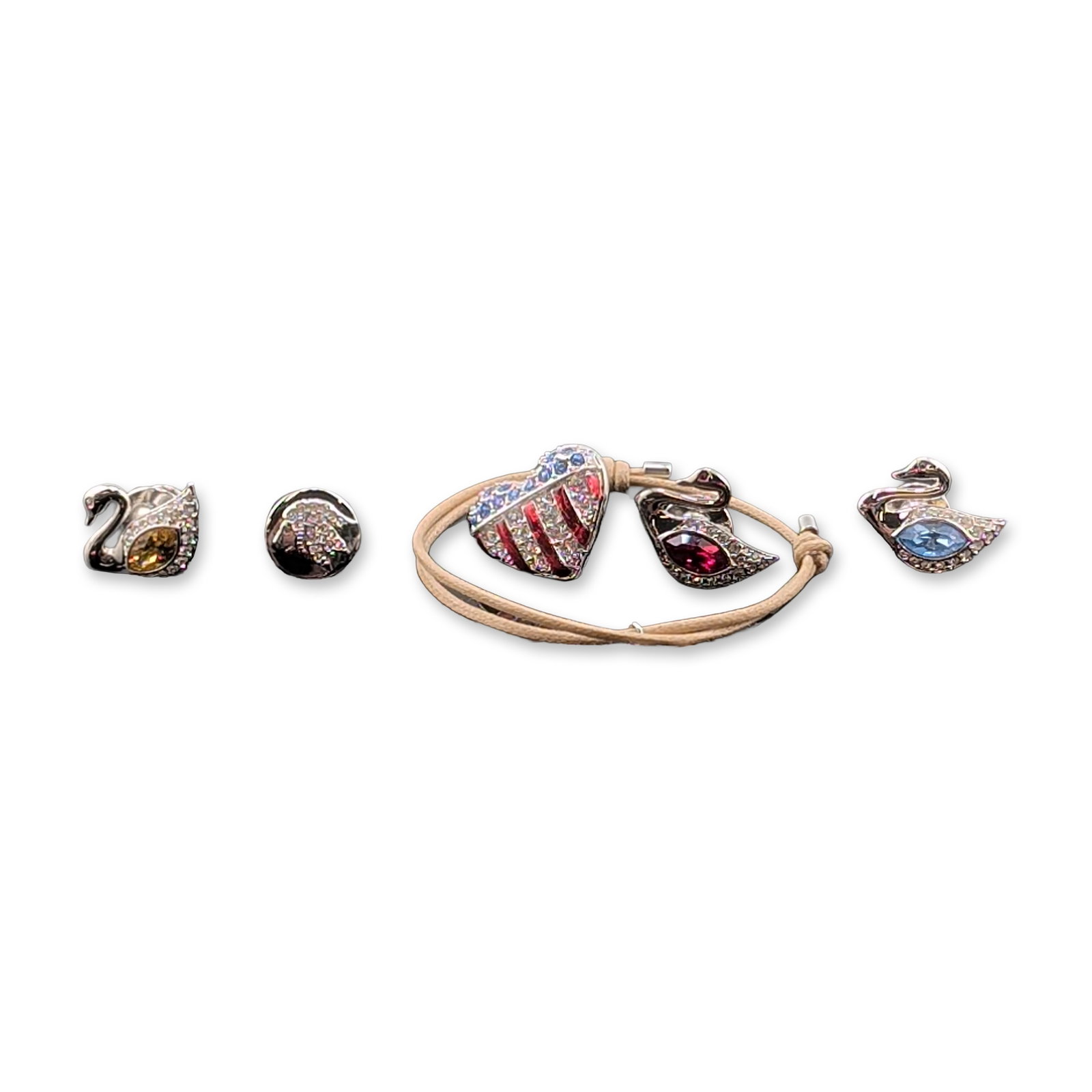 6pc Swarovski Collection of Crystal-Set Pins and Bracelet (1 of 5)