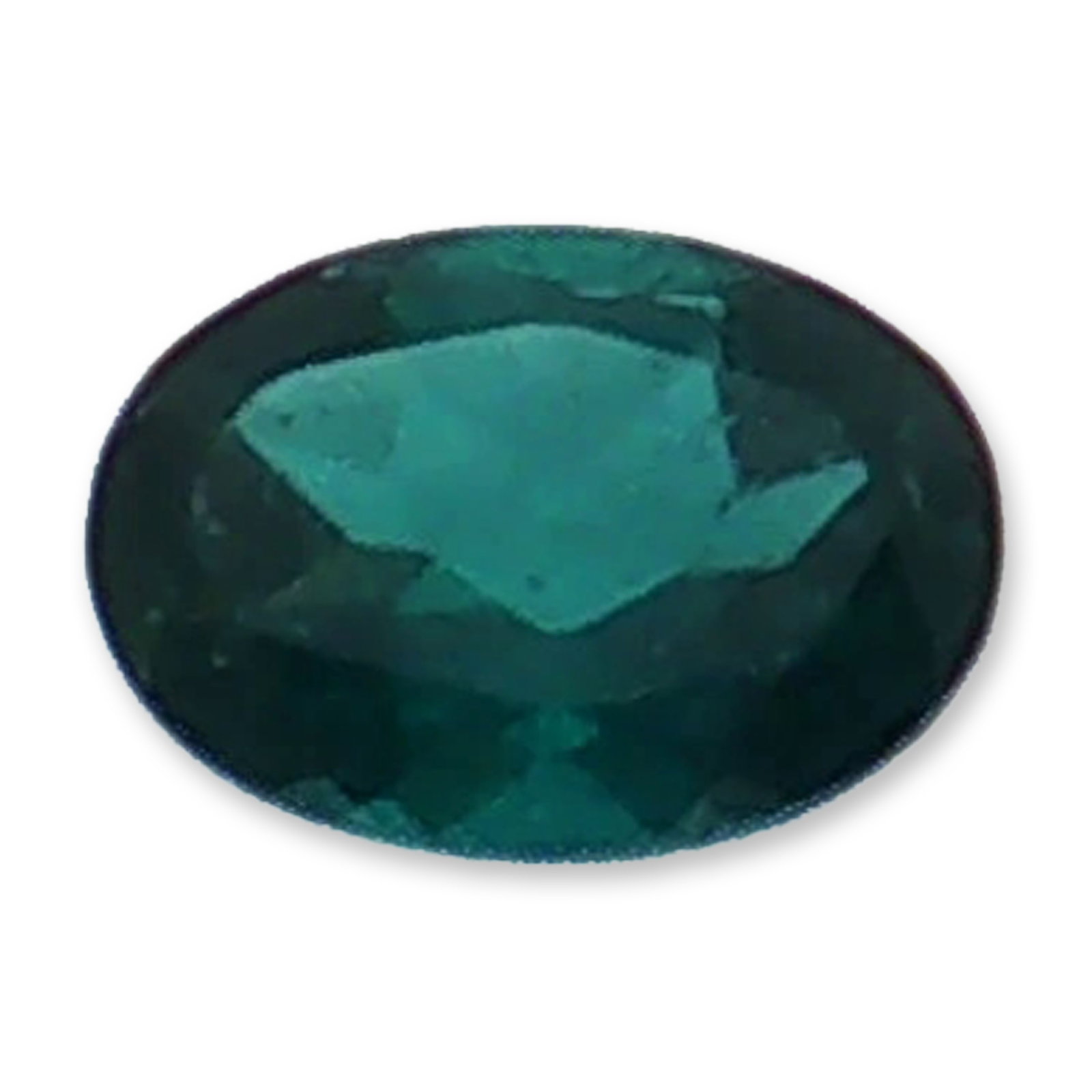Oval Cut Green Iolite Loose Gemstone: Loose faceted gemstone, appears to be green iolite, featuring a deep teal green hue and an oval cut. The stone exhibits high color saturation and appears to be eye-clean with good transparency. Facet 