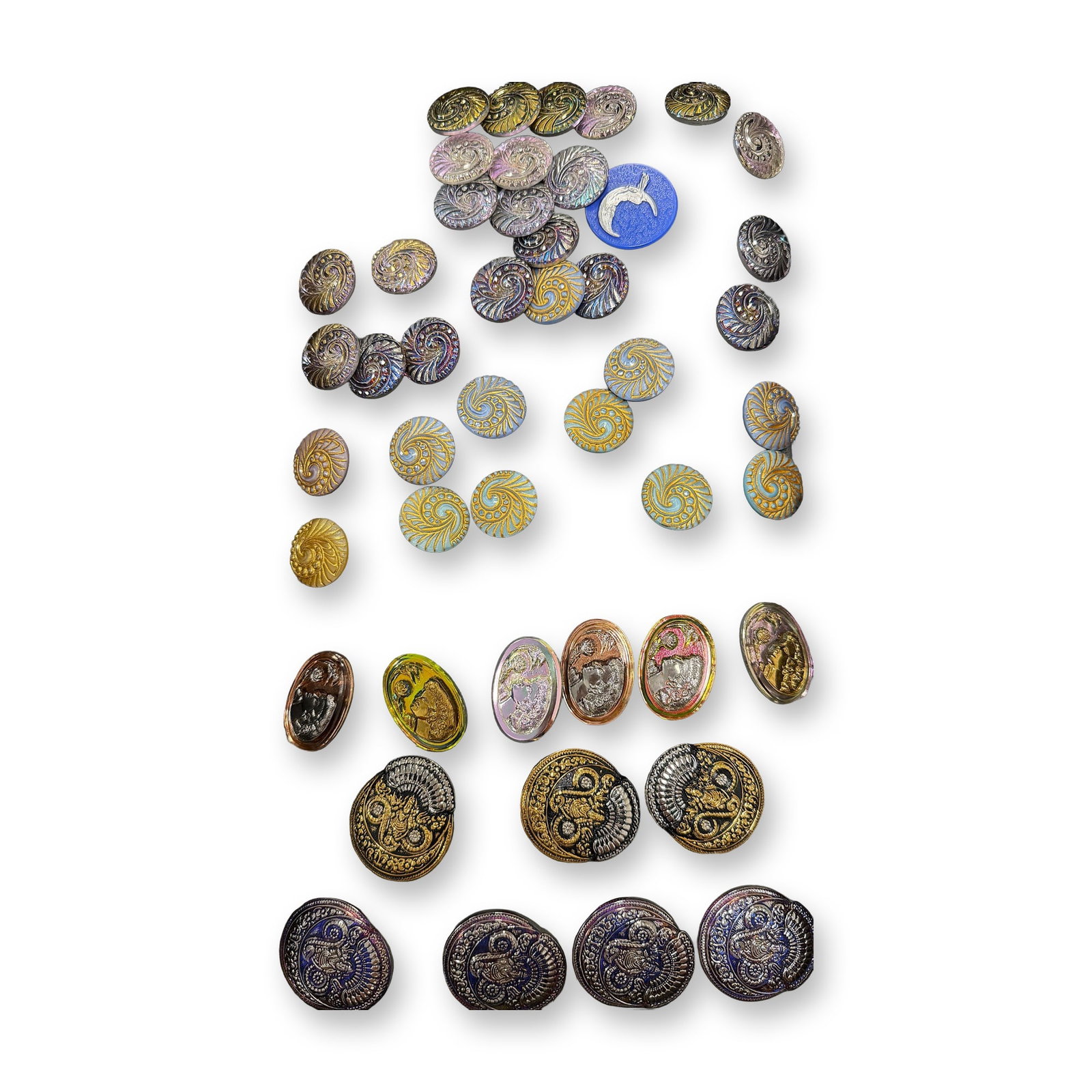 AN ASSORTMENT OF DIVISION THREE GLASS BUTTONS (1 of 7)