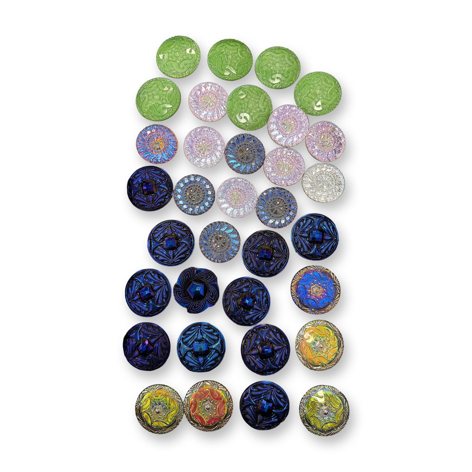 AN ASSORTMENT OF DIVISION THREE GLASS BUTTONS (1 of 9)