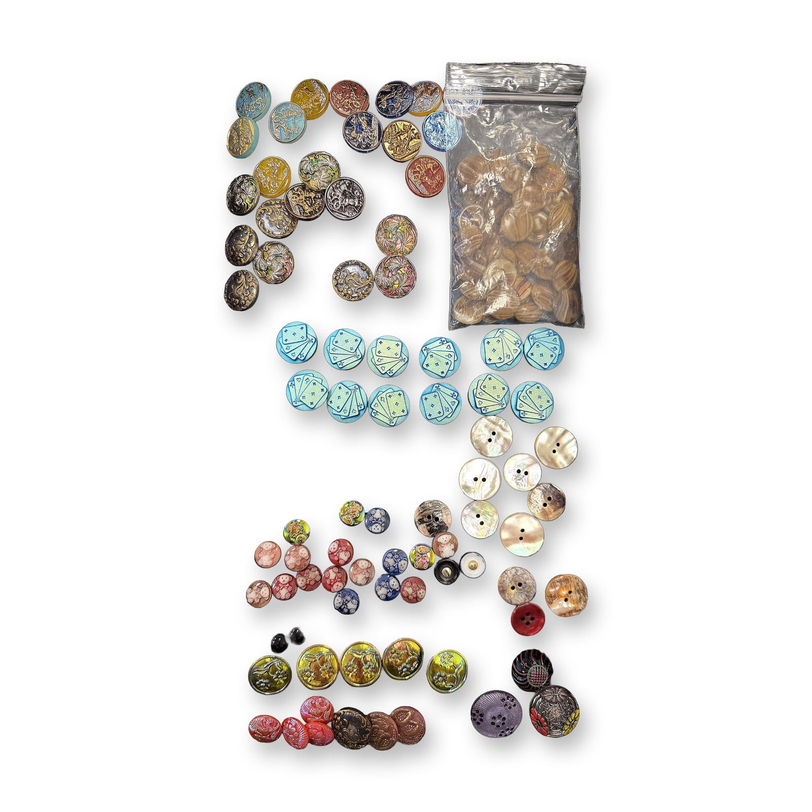 AN ASSORTMENT OF DIVISION THREE GLASS BUTTONS (1 of 10)