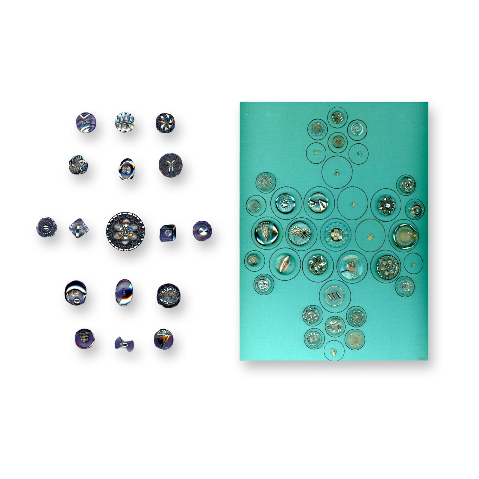 2 CARDS OF ASSORTED CLEAR GLASS BUTTONS (1 of 3)