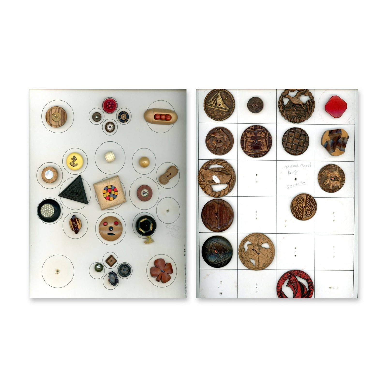 2 CARDS OF ASSORTED WOOD BUTTONS (1 of 3)