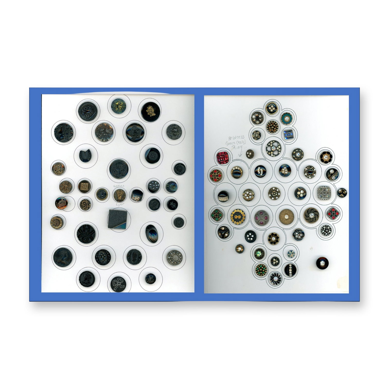 2 CARDS OF DIVISION ONE AND THREE BLACK GLASS BUTTONS (1 of 3)