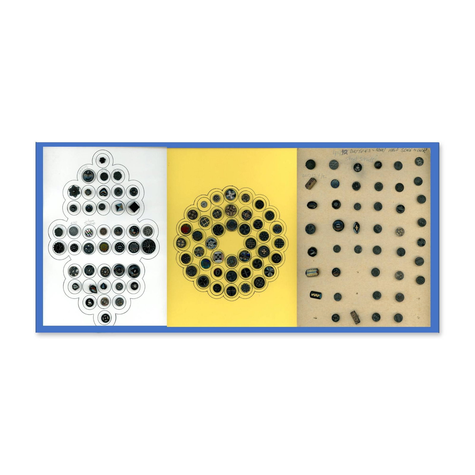 3 CARDS OF ASSORTED BLACK GLASS BUTTONS (1 of 4)