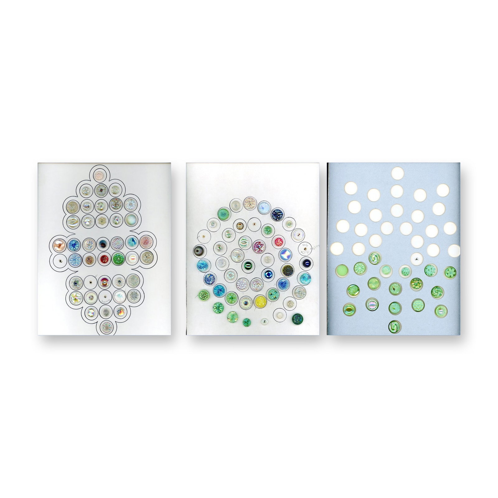 3 CARDS OF ASSORTED WEST GERMAN GLASS BUTTONS (1 of 4)