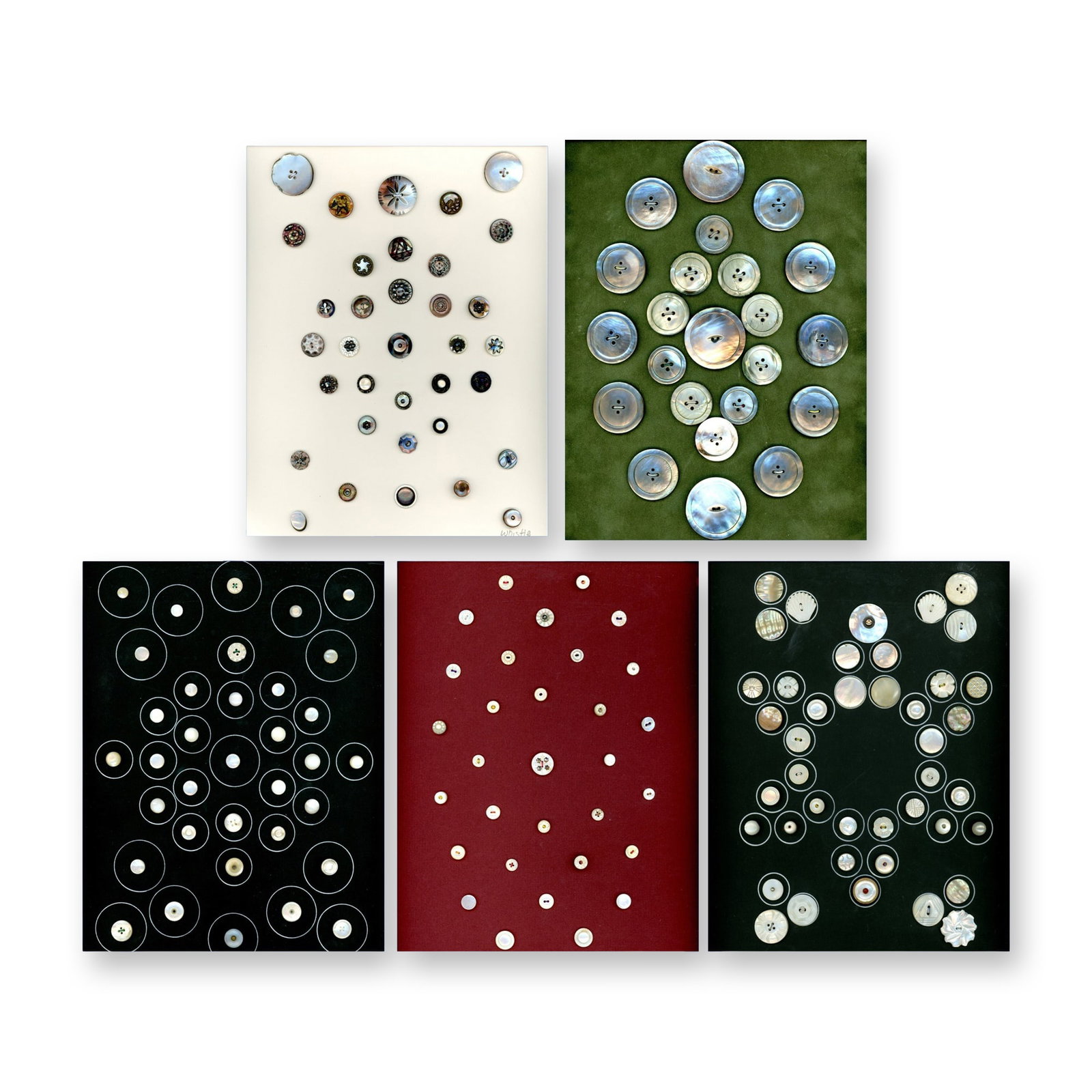 5 CARDS ASSORTED ANTIQUE PEARL BUTTONS (1 of 6)