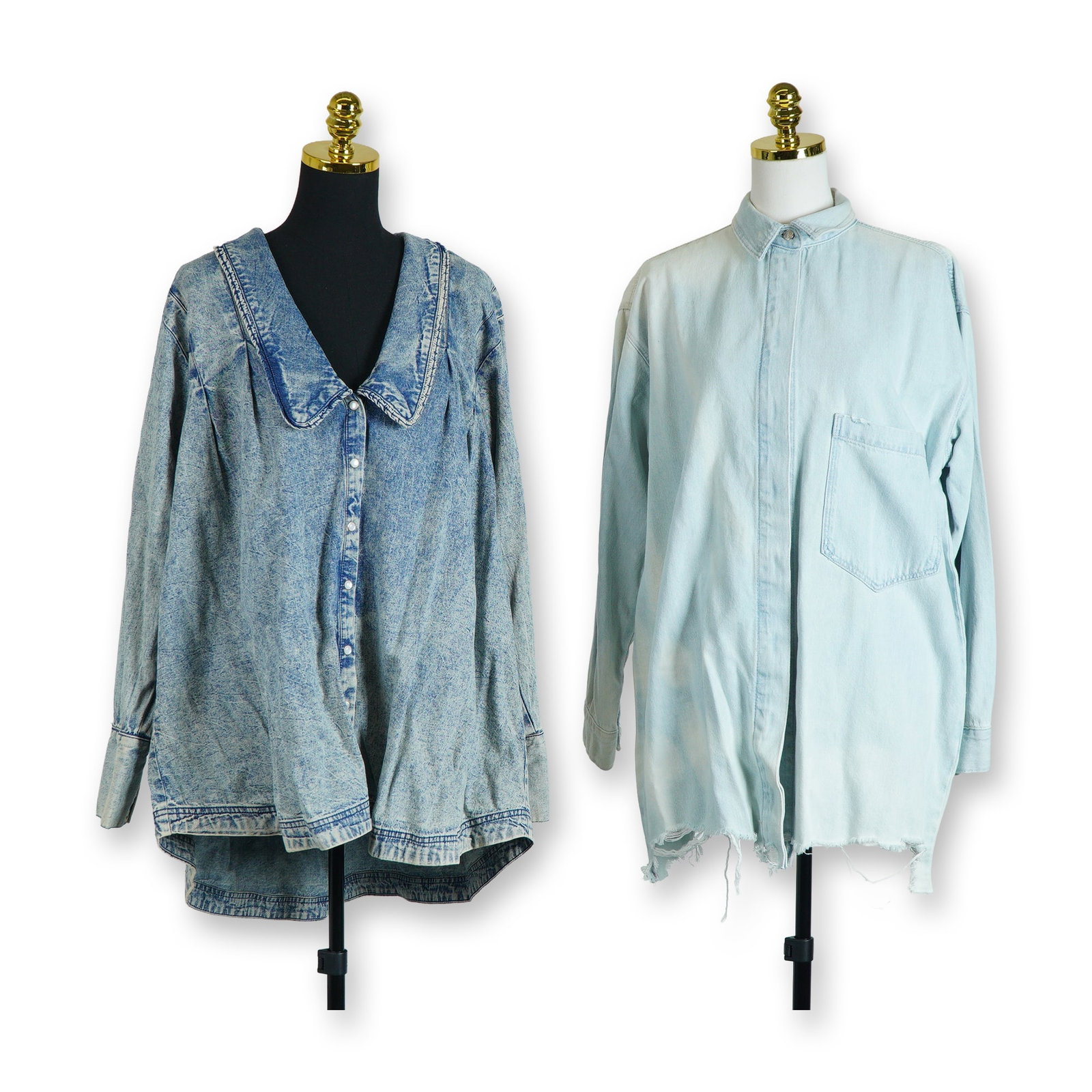 2pc Zara and Free People Oversized Denim Shirts (1 of 4)