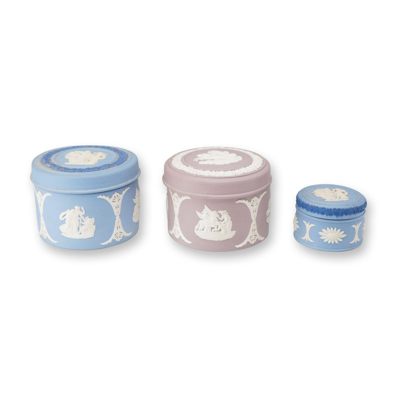 3pc Wedgwood Jasperware Lidded Trinket Boxes (1 of 3)