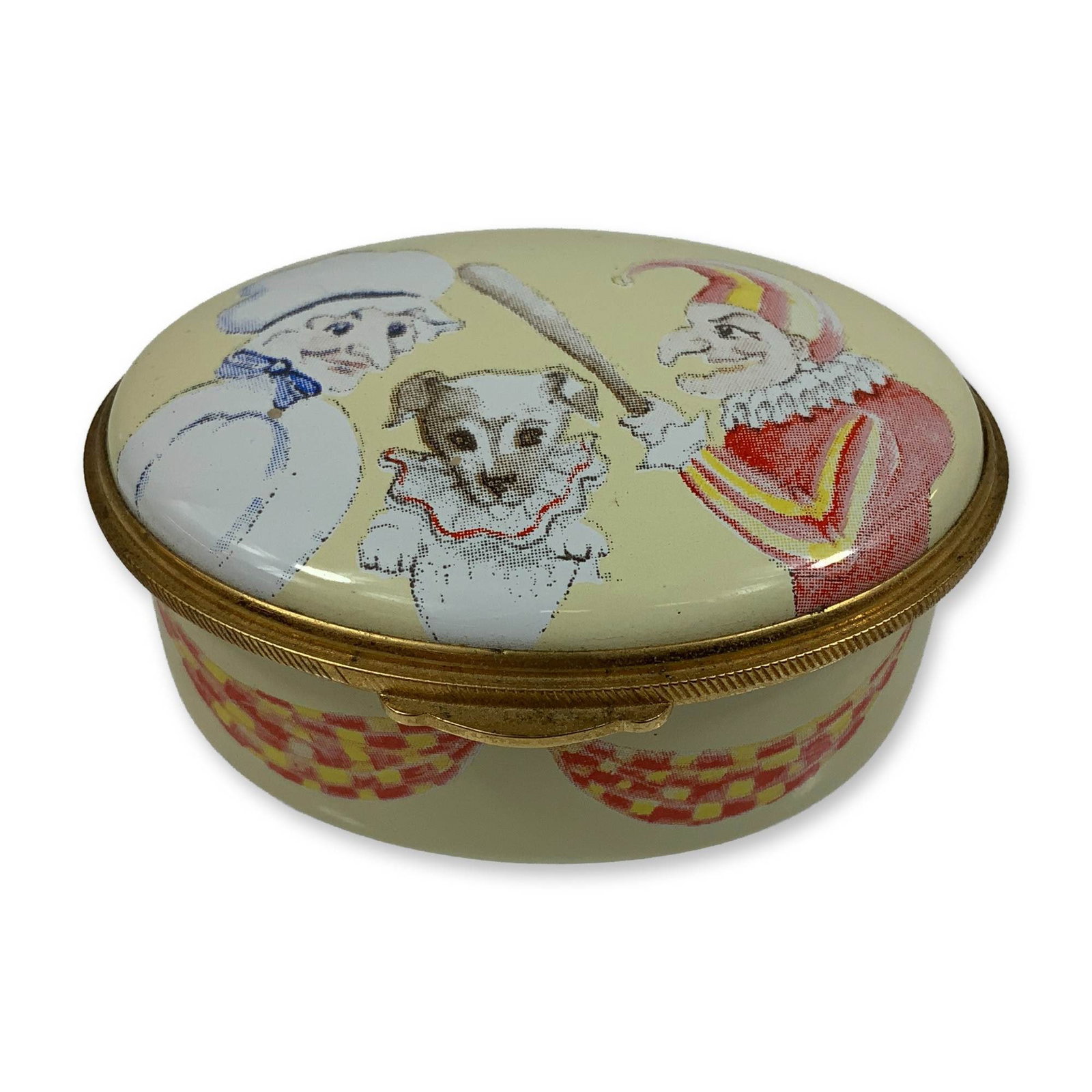 Vintage Porcelain Punch and Judy PUNCH Trinket Box (1 of 4)