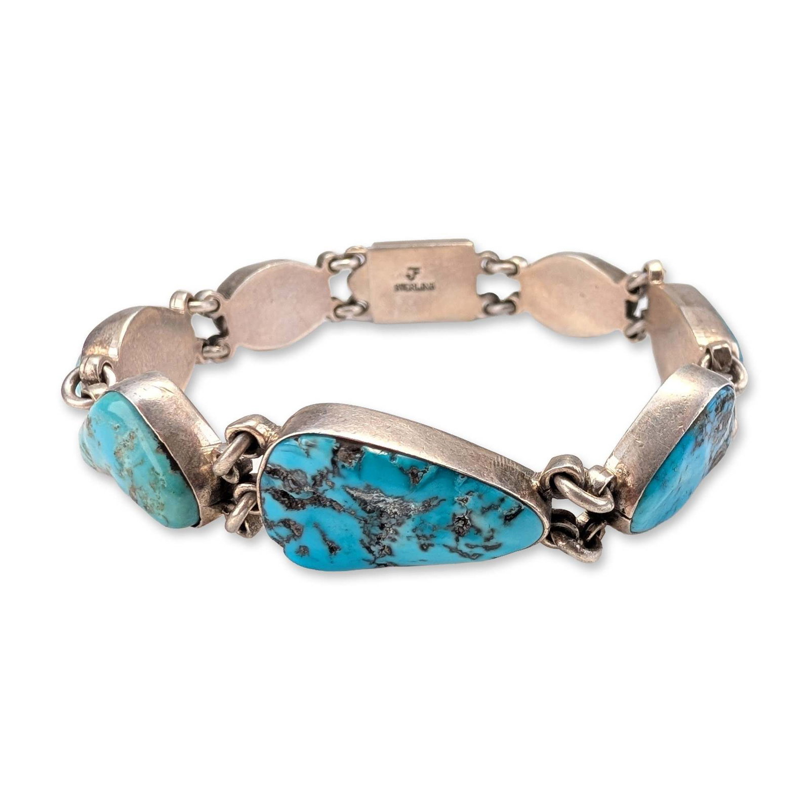 Federico Jimenez Sterling Silver Turquoise Link Bracelet (1 of 5)