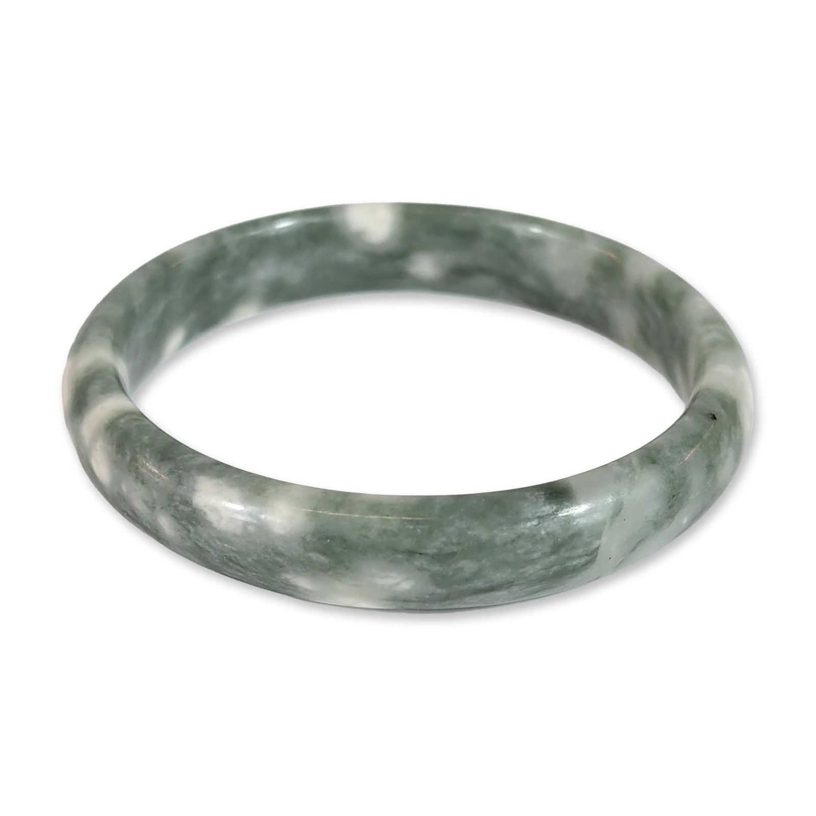 Chinese Mottled Green Jade Bangle (1 of 3)