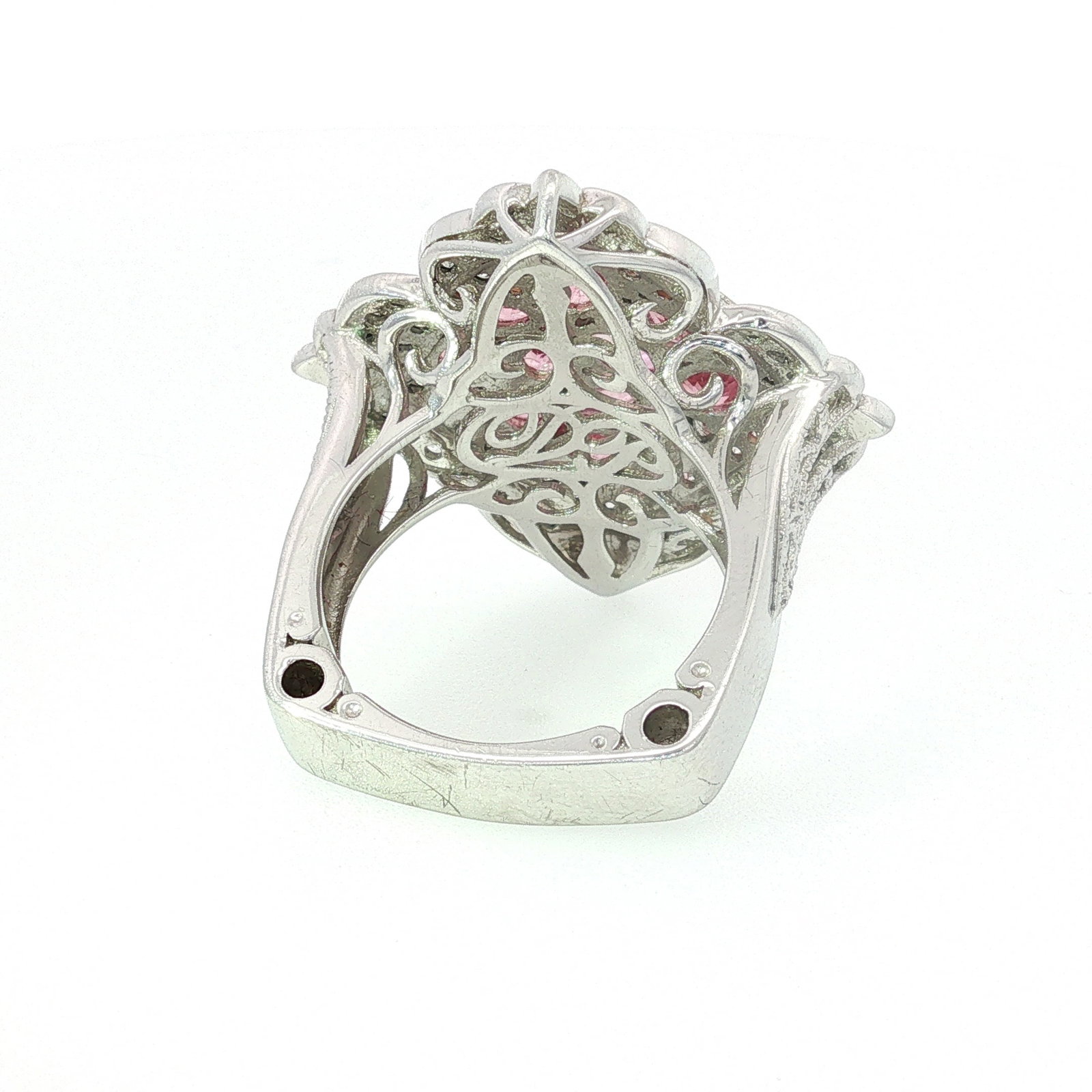 Sterling Silver Pink Stone Hinged Ring - 3
