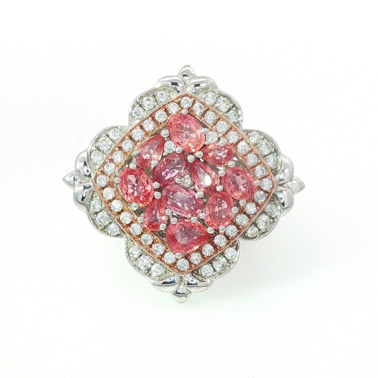 Sterling Silver Pink Stone Hinged Ring - 4