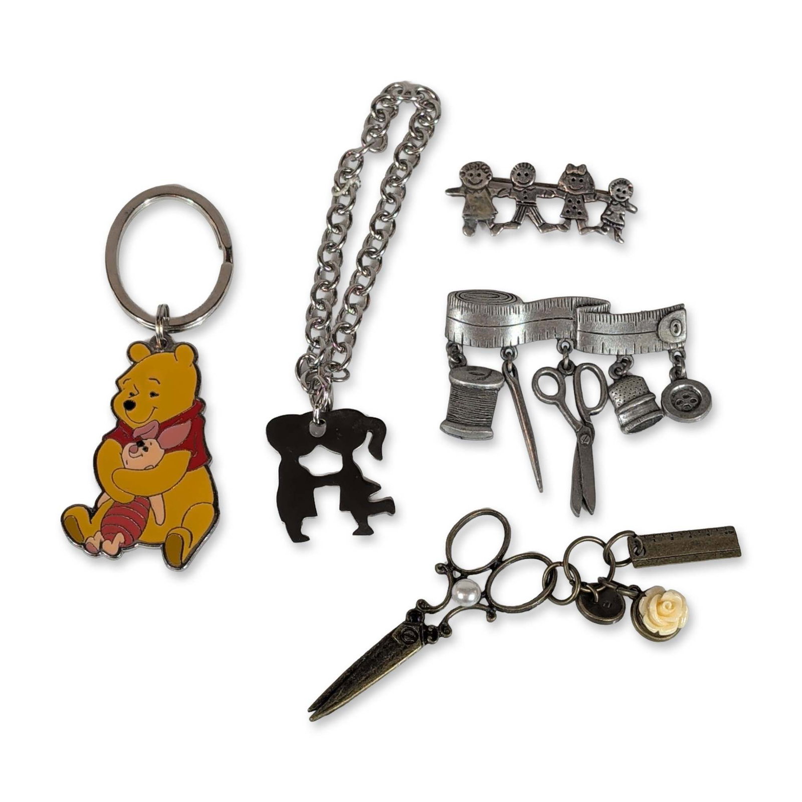 5pc Vintage Style Brooches and Character Keychains (1 of 4)