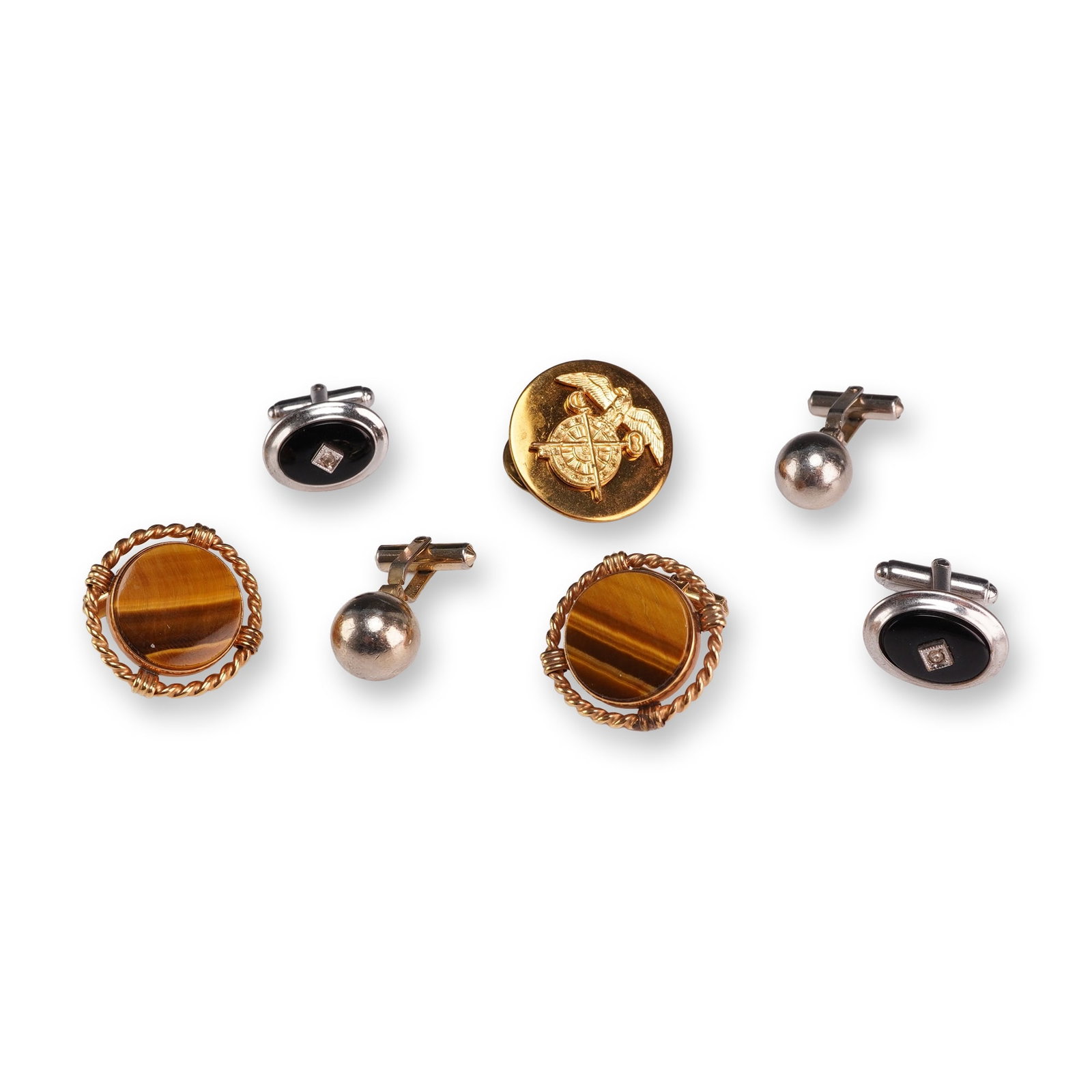 Jewelry Including 3 Pairs of Destino Cufflinks and a Gold-Tone Insignia Pin (1 of 3)