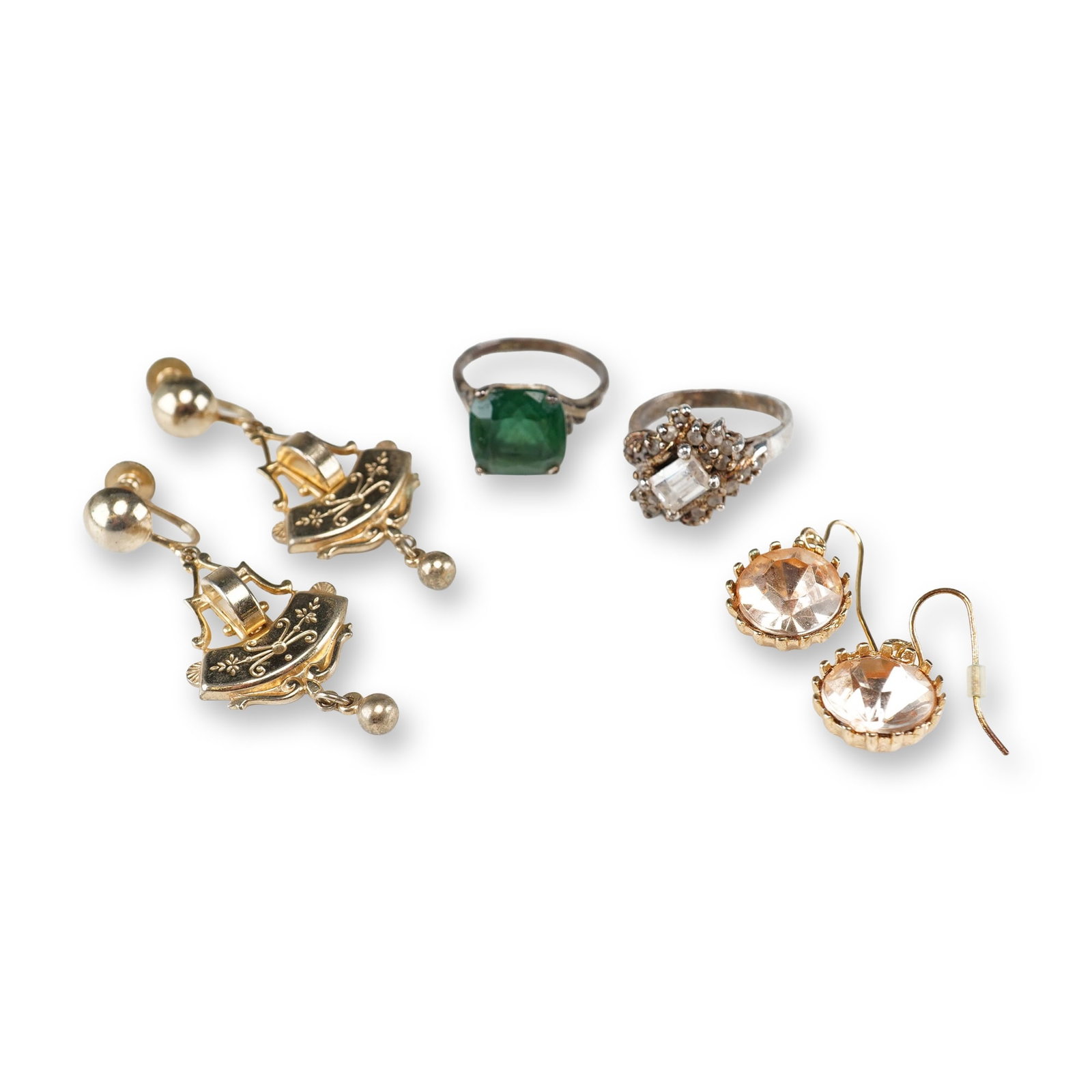 Lot of 6 Pieces of Silver Plated Jewelry Including Two Rings and Two Pairs of Earrings (1 of 5)