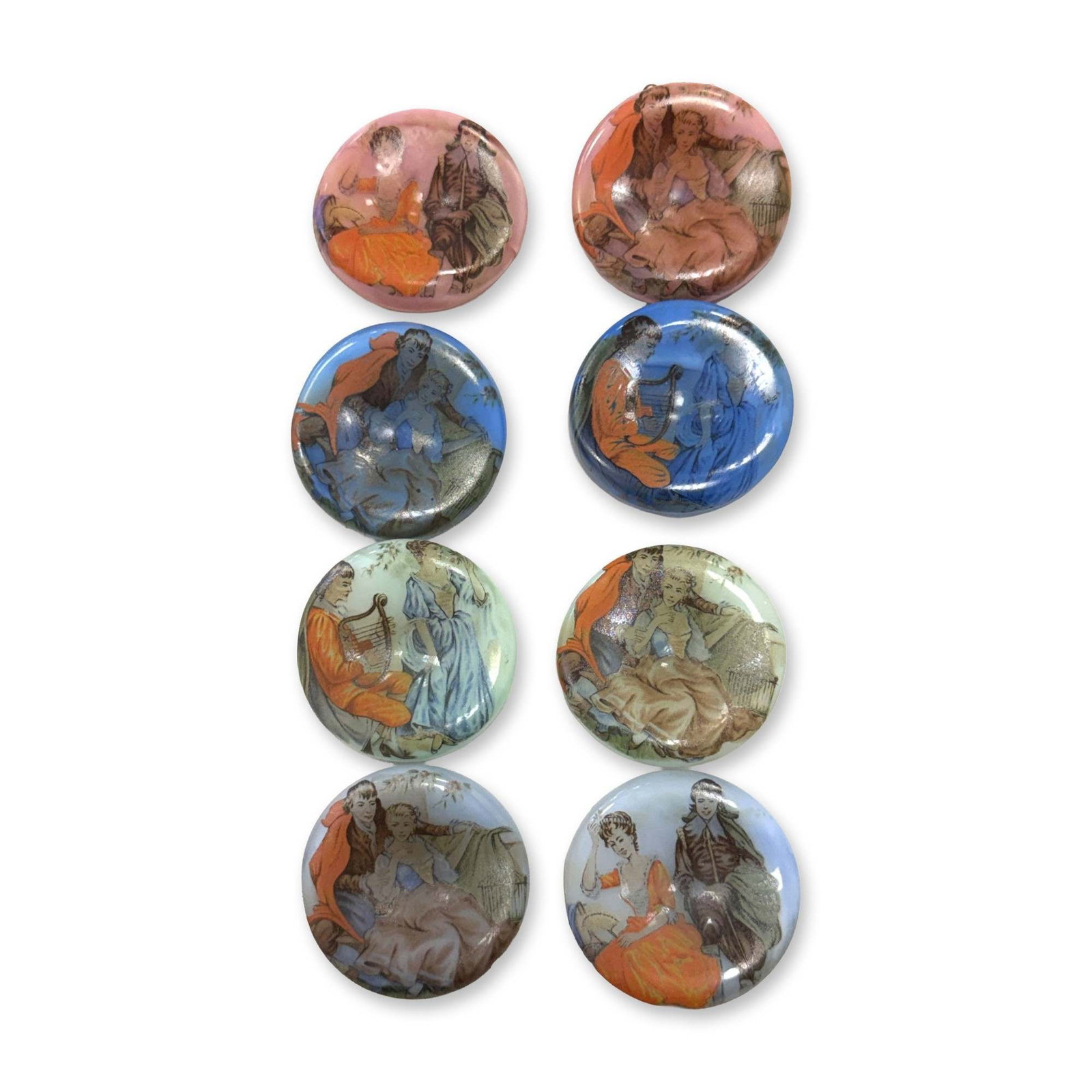 A SET OF DIVISION THREE PICTORIAL GLASS BUTTONS (1 of 3)