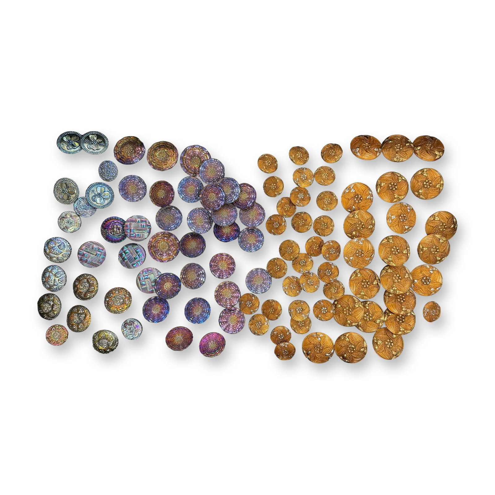 AN ASSORTMENT OF DIVISION THREE GLASS BUTTONS (1 of 10)