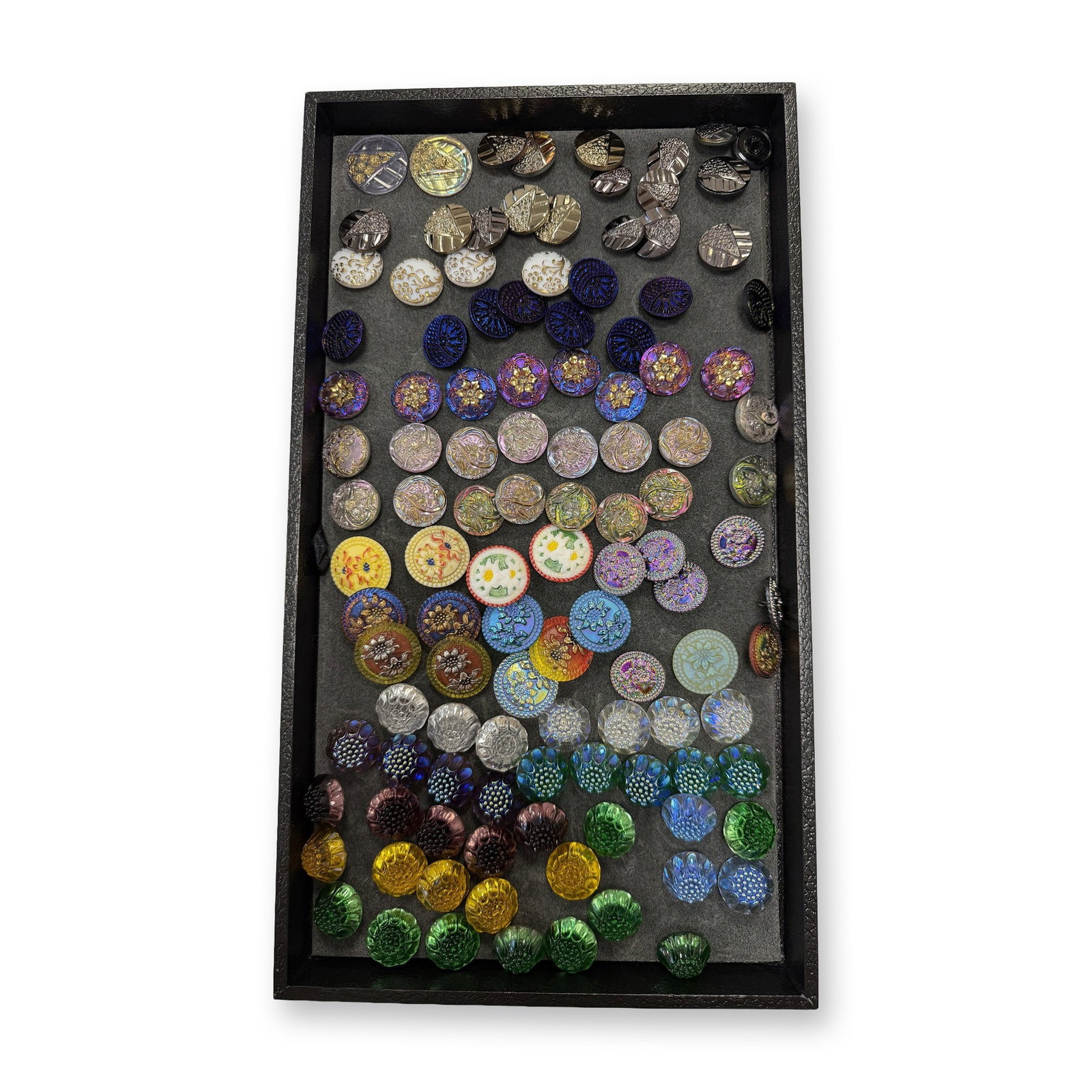 AN ASSORTMENT OF DIVISION THREE GLASS BUTTONS (1 of 7)