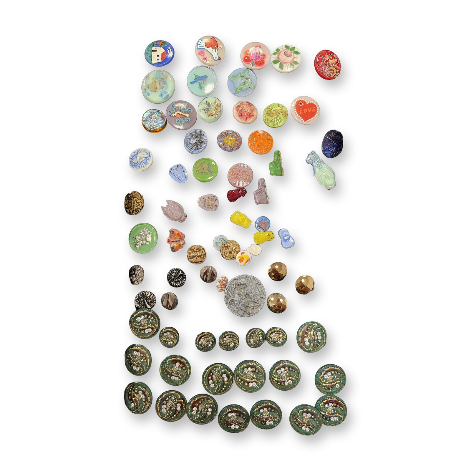 AN ASSORTMENT OF DIVISION THREE GLASS BUTTONS (1 of 11)