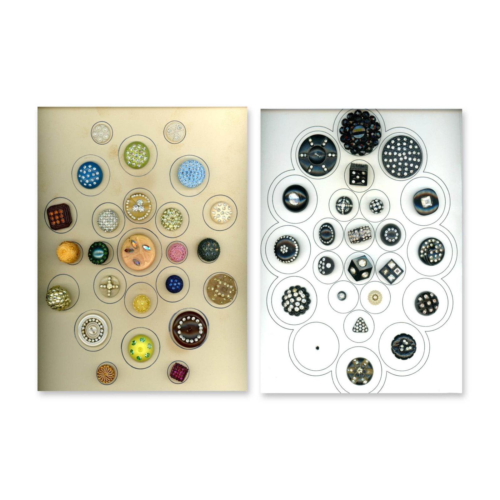 2 CARDS OF "GLITZY" PLASTIC BUTTONS (1 of 3)