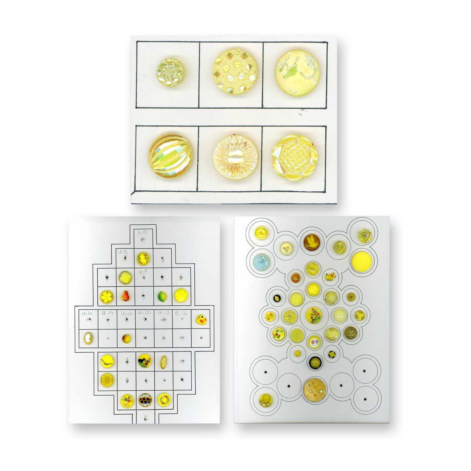2 PLUS CARDS OF ASSORTED WEST GERMAN YELLOW GLASS BUTTONS (1 of 4)