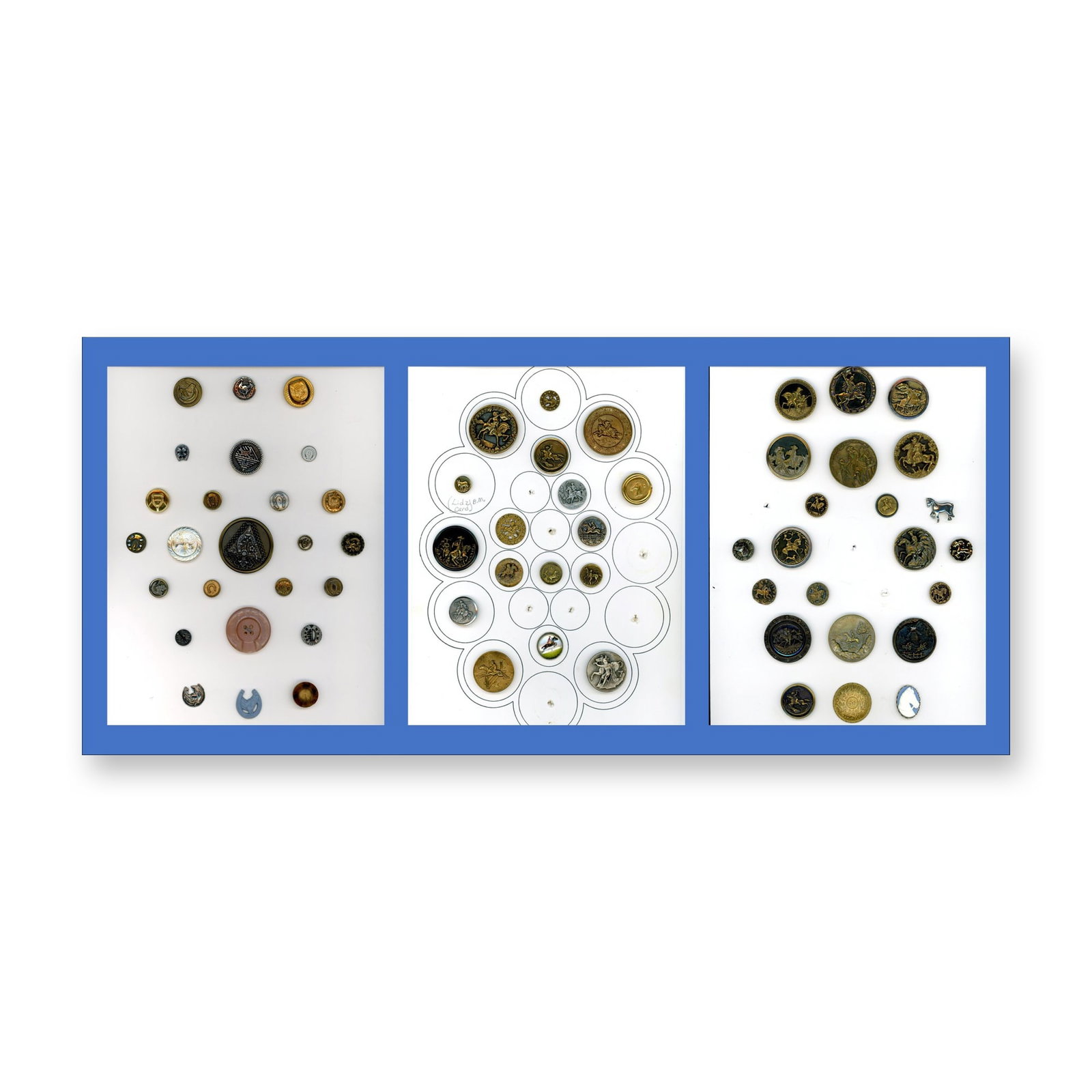 3 CARDS OF ASSORTED MATERIAL BUTTONS (1 of 7)
