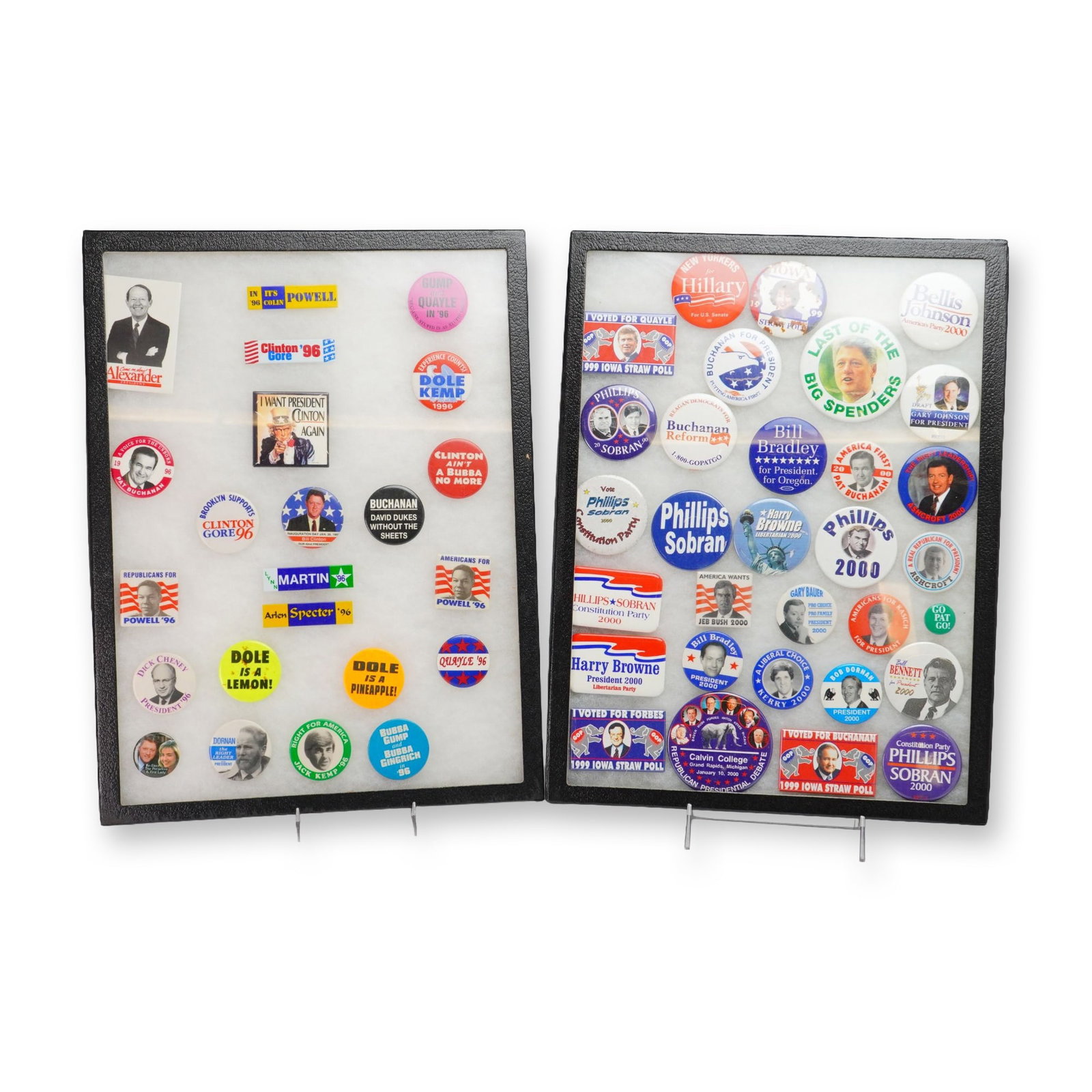 A Collection of United States Presidential Campaign Buttons and Pins in 2 Tray Pin Cases (1 of 3)