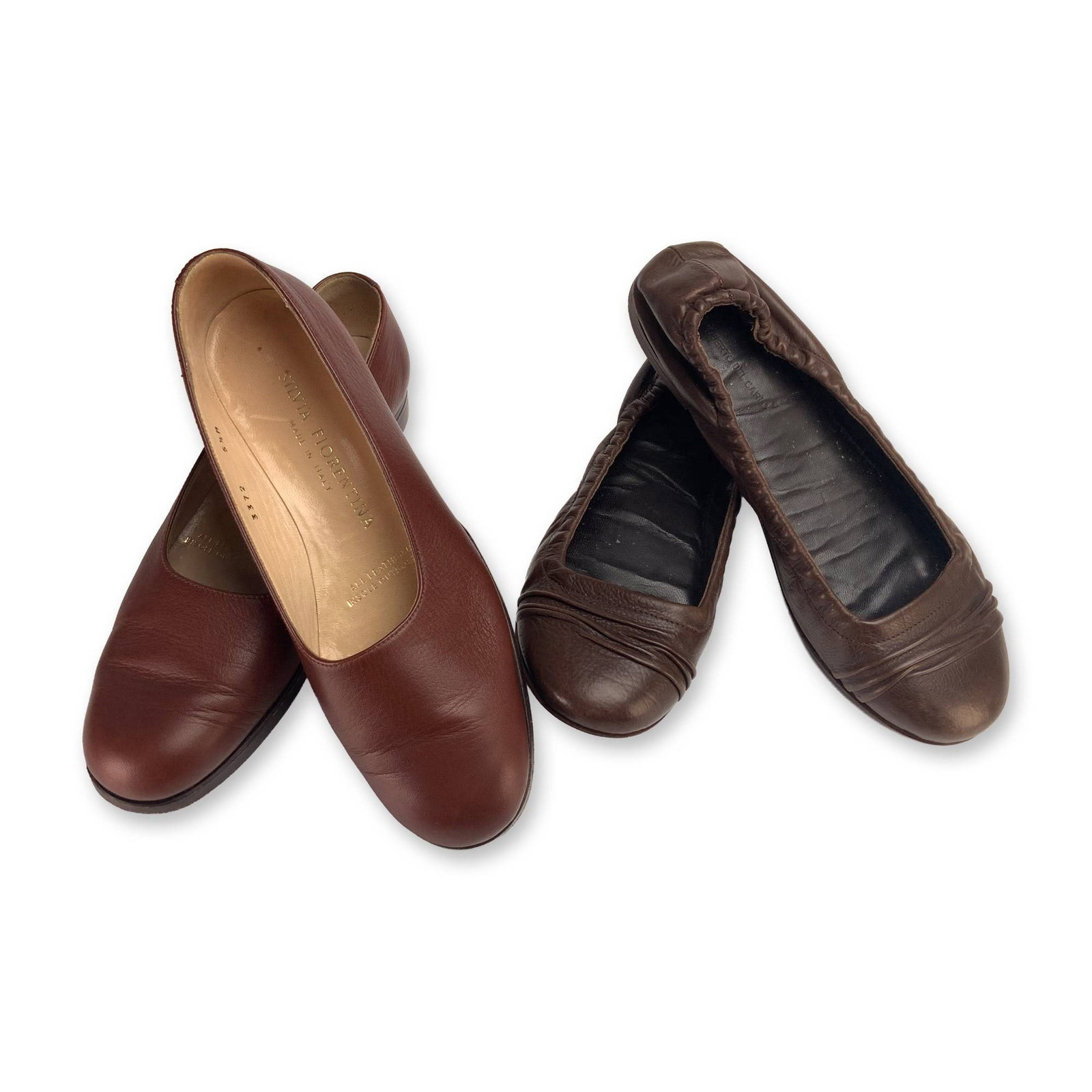 Two Pairs of Women's Italian Leather Shoes Including Silvia Fiorentina and Roberto Del Carlo (1 of 4)